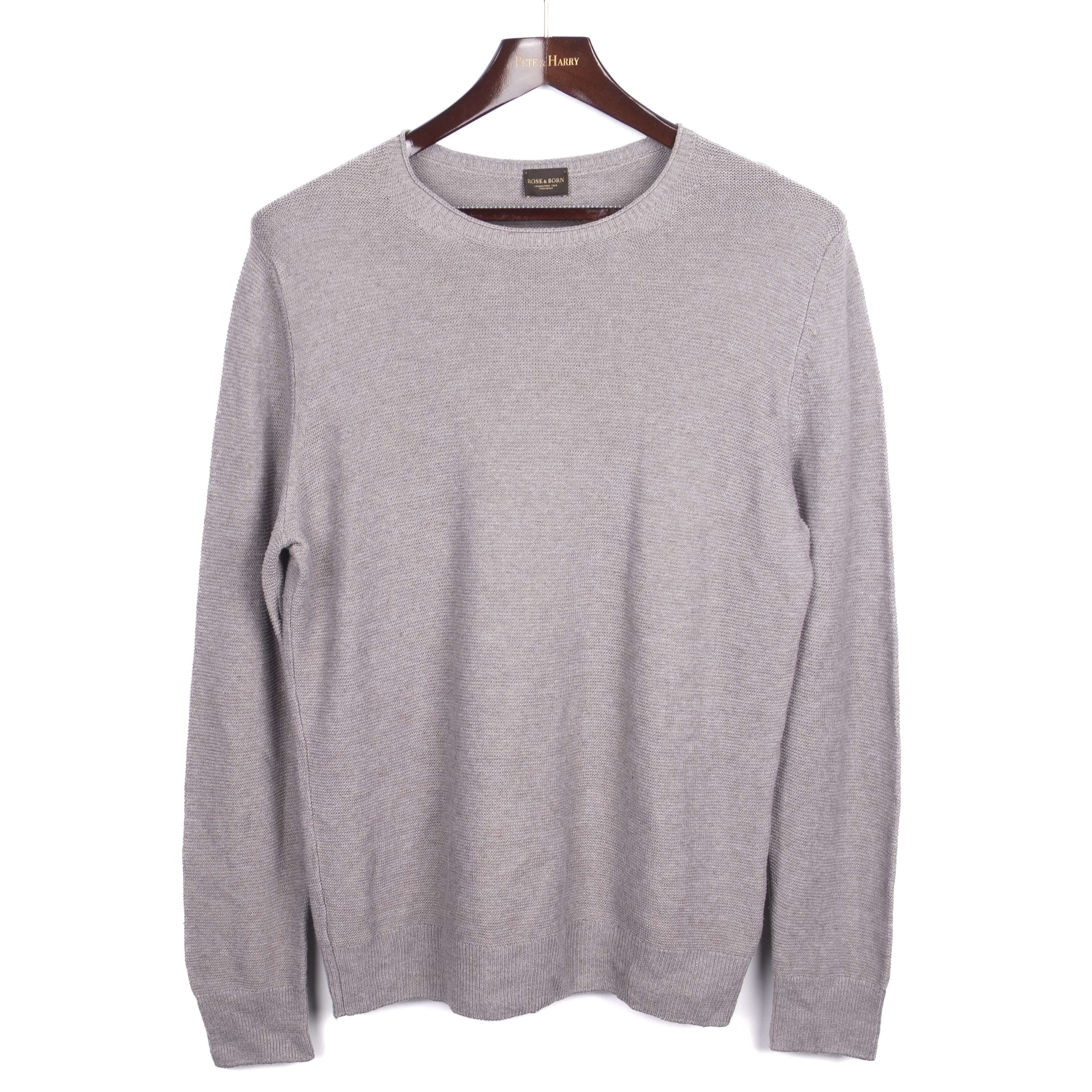 Grey Linen/Cotton Crewneck Sweater