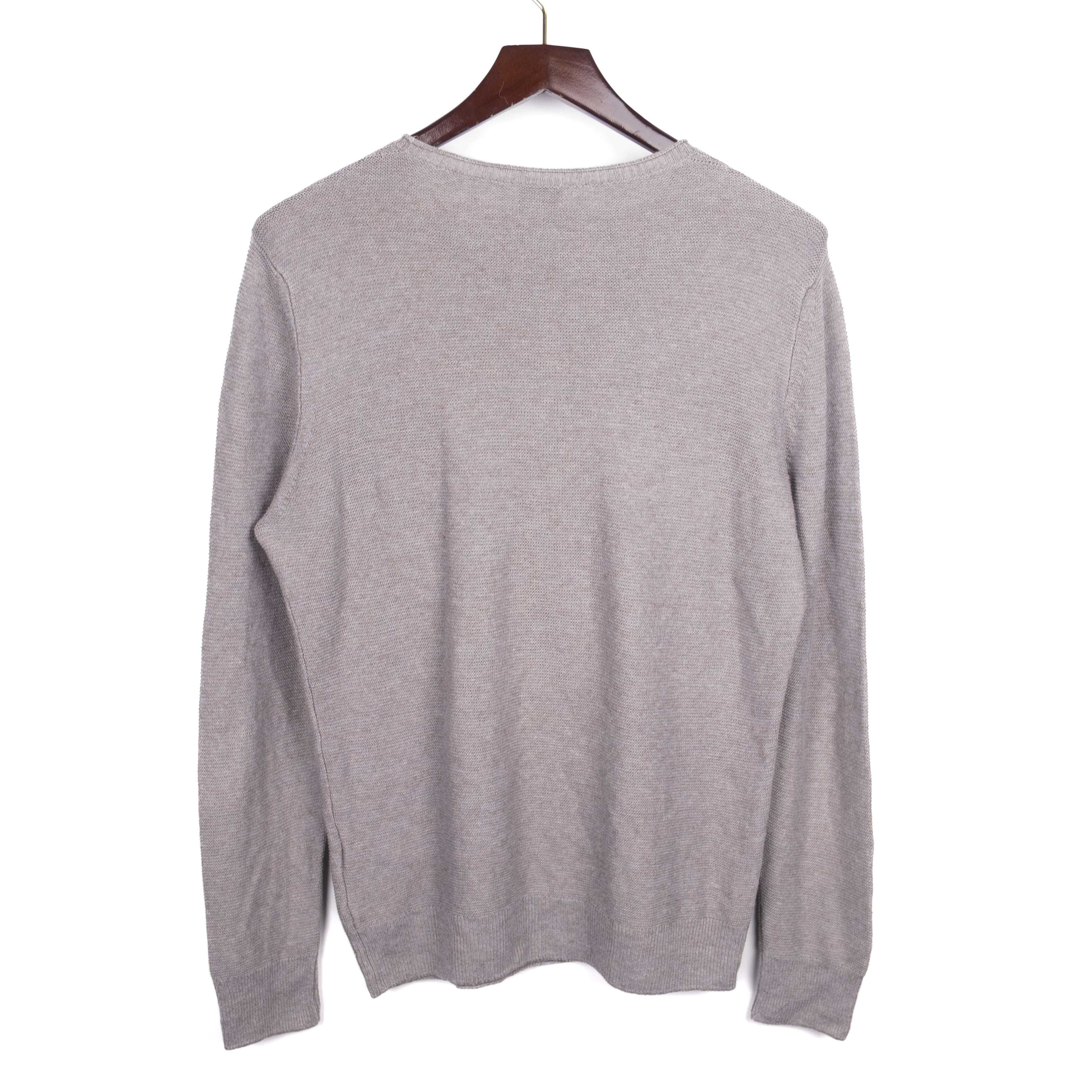 Grey Linen/Cotton Crewneck Sweater