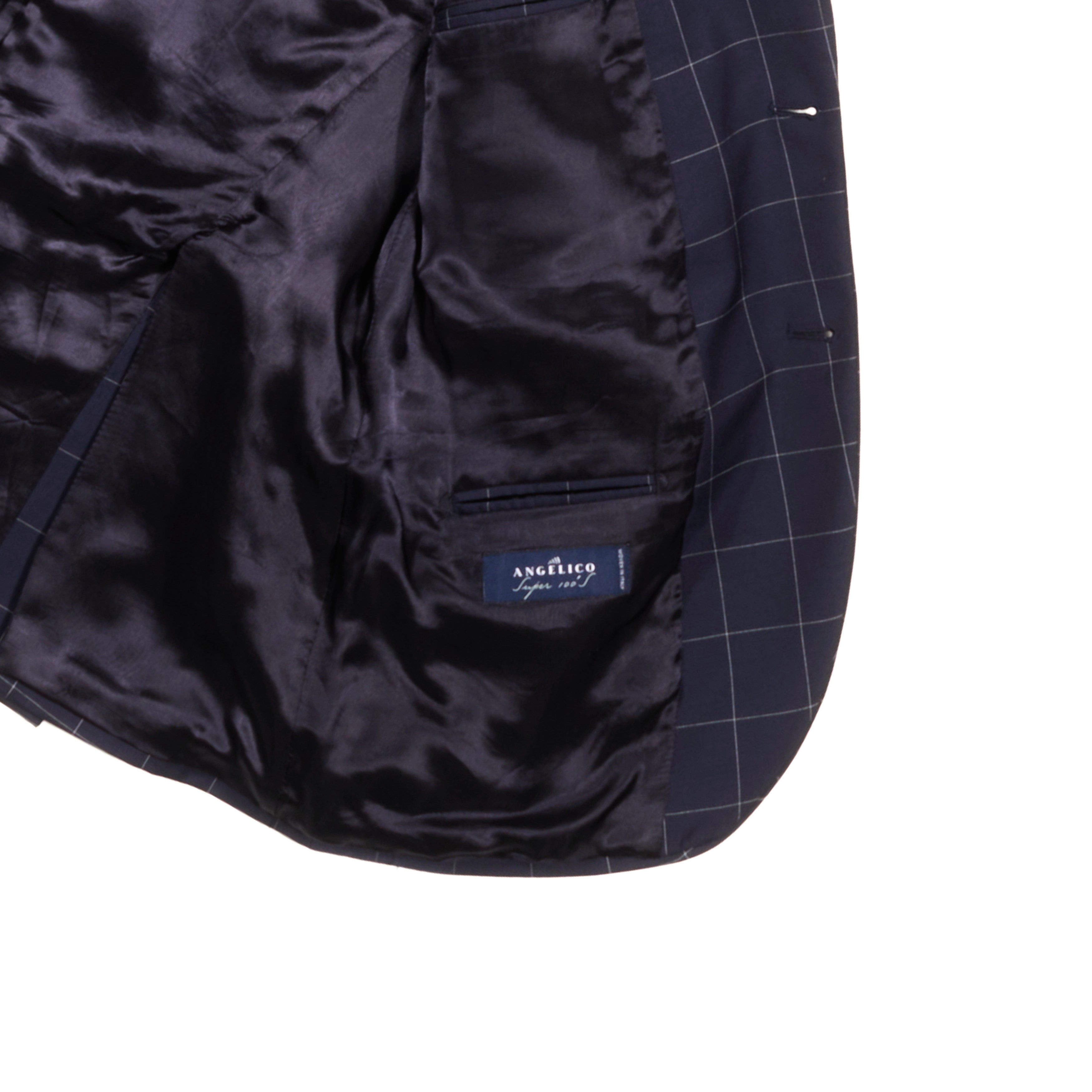 GAGLIARDI Navy Windowpane Business Suit