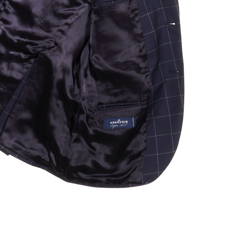 GAGLIARDI Navy Windowpane Business Suit