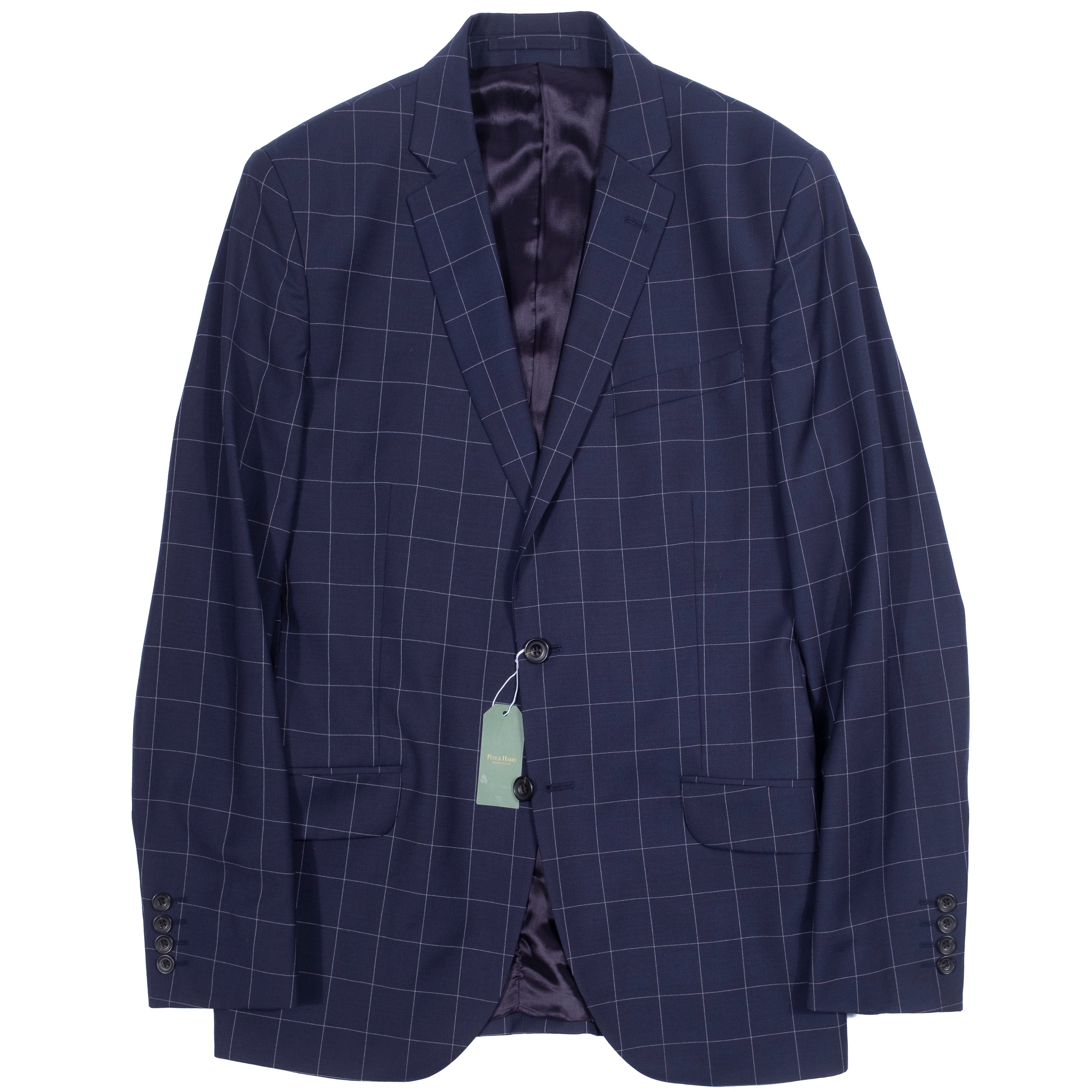GAGLIARDI Navy Windowpane Business Suit