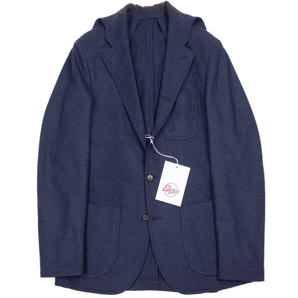 Neapolitan Hand Tailored Blue Hooded Jacket Sz 48