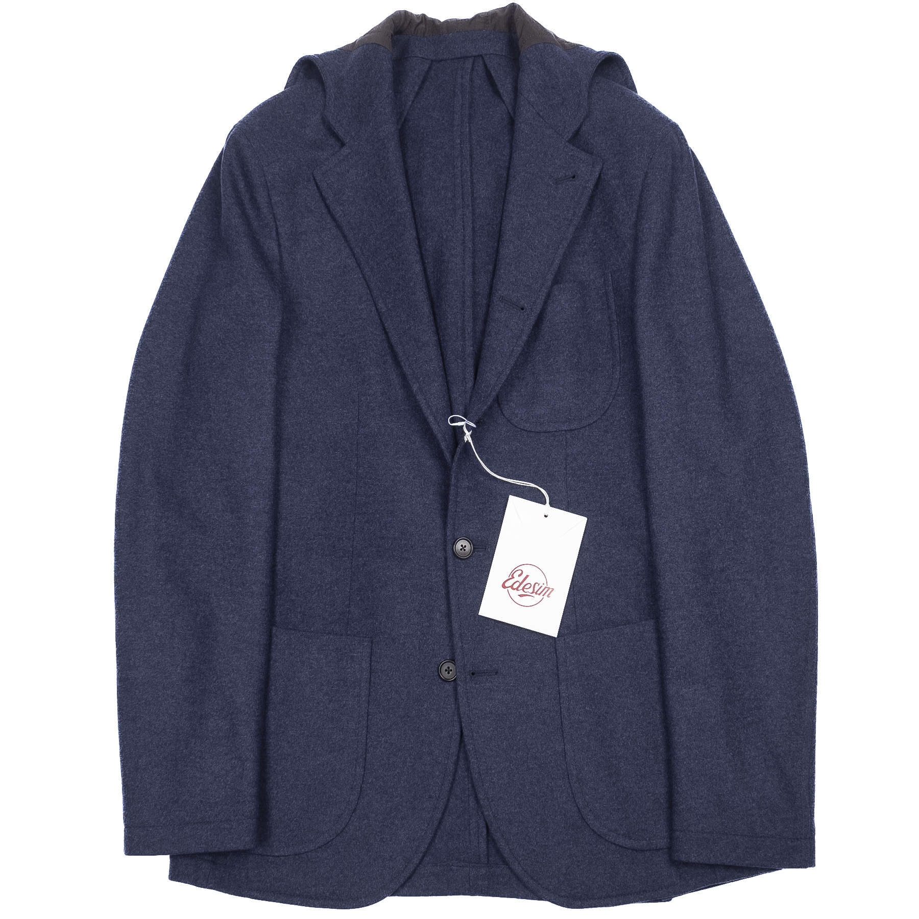 Neapolitan Hand Tailored Blue Hooded Jacket Sz 48