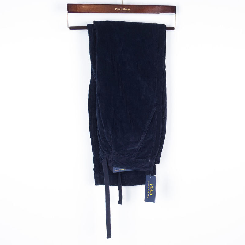 Navy - Pleated Corduroy Pant