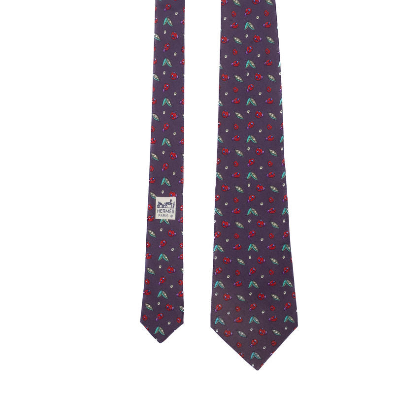 Hermès Brown Tie with Small Pattern