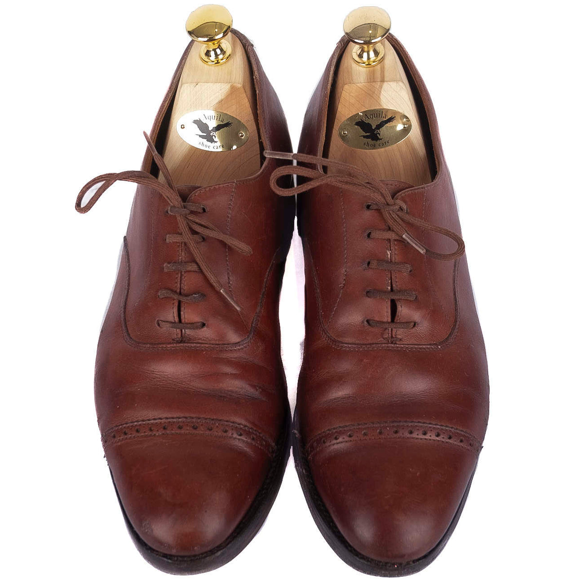 Brown Cap Toe Brogued Oxfords