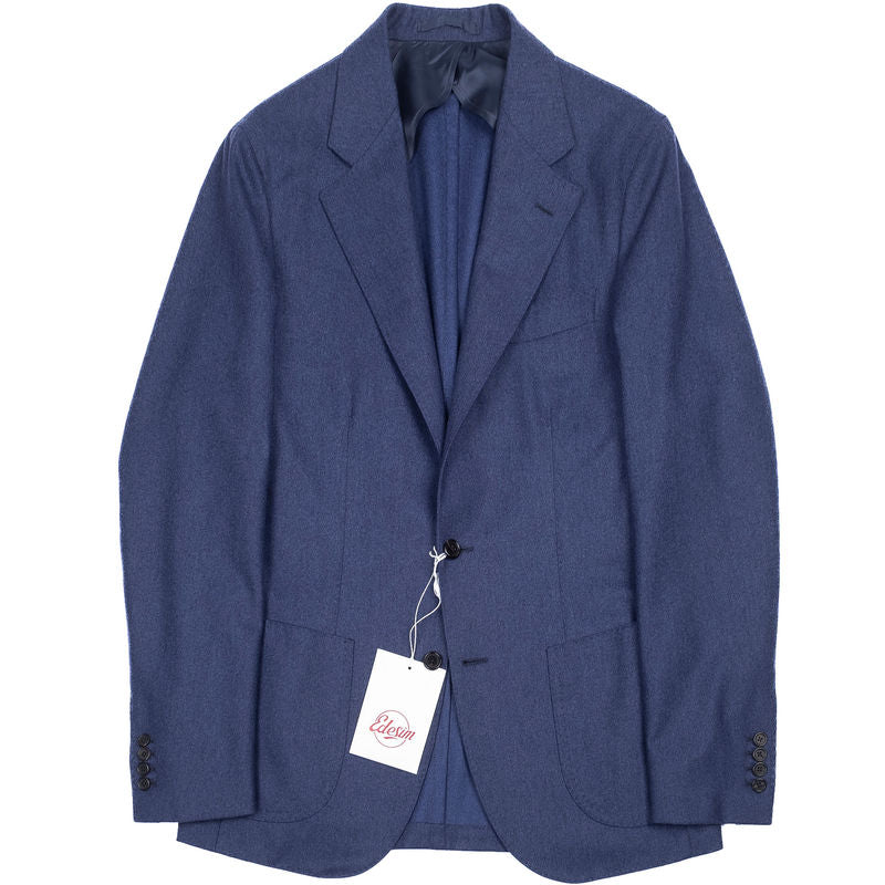 Neapolitan Hand Tailored Blue Flannel Sport Coat, 48