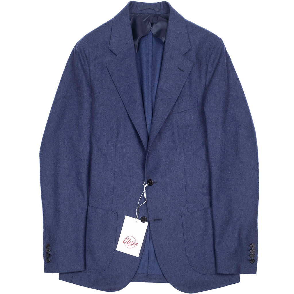Neapolitan Hand Tailored Blue Flannel Sport Coat, 48