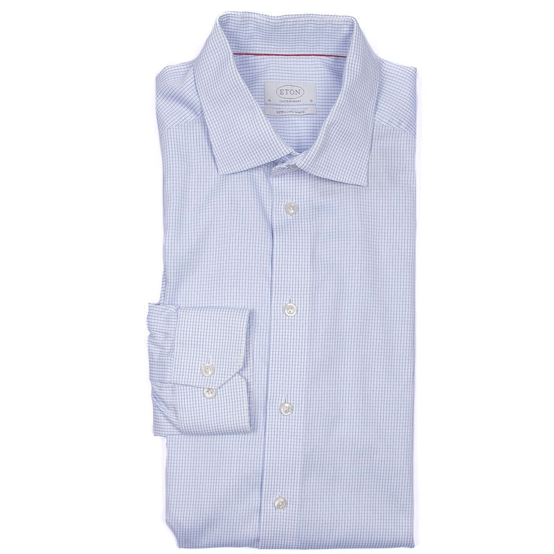 Eton Blue and White Check Business Shirt