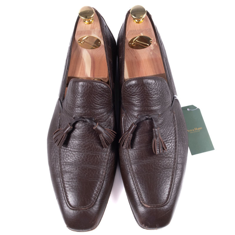 Corneliani Brown Leather Tassel Loafers