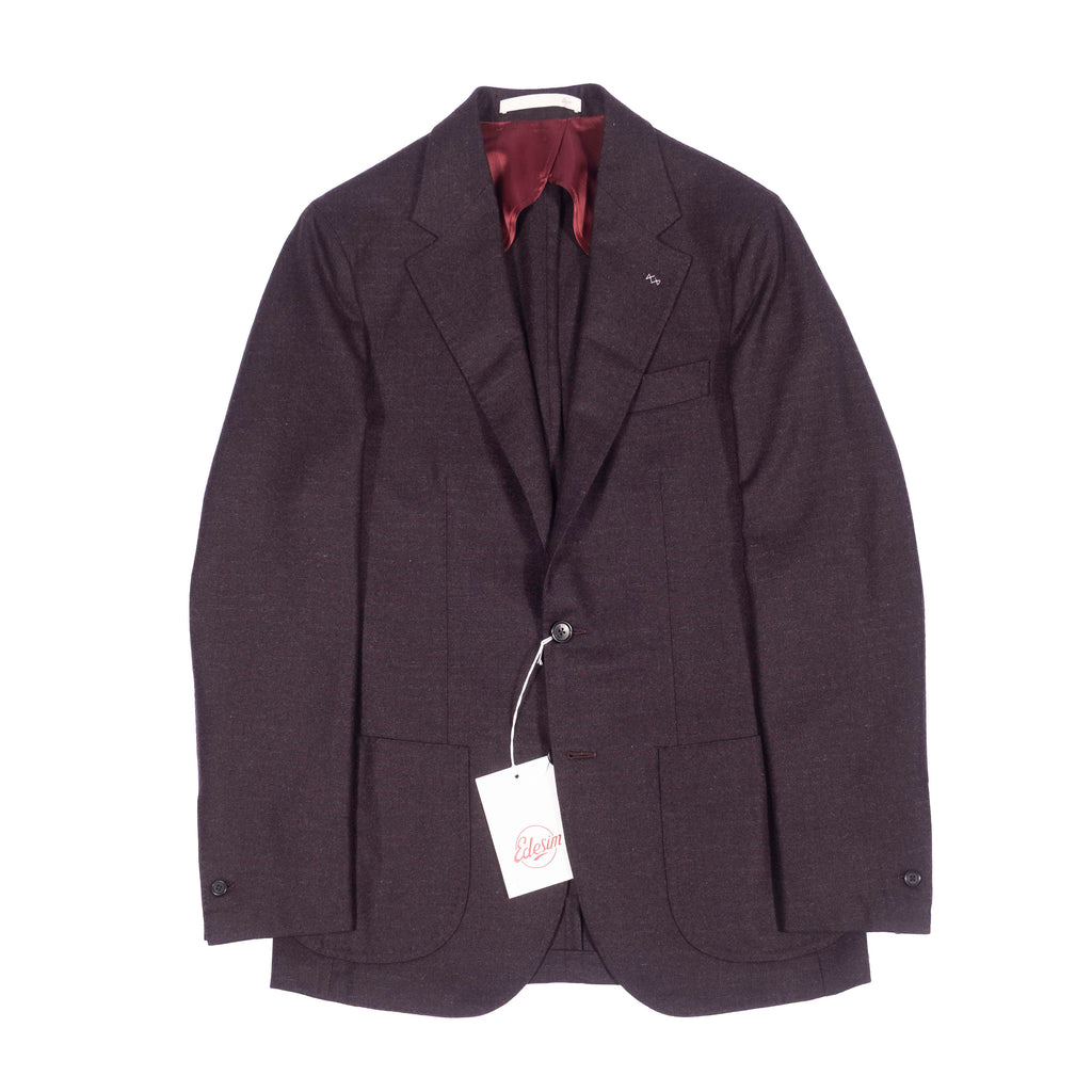 Neapolitan Hand Tailored Brown and Burgundy Check Drapers Flannel Sport Coat Sz 48