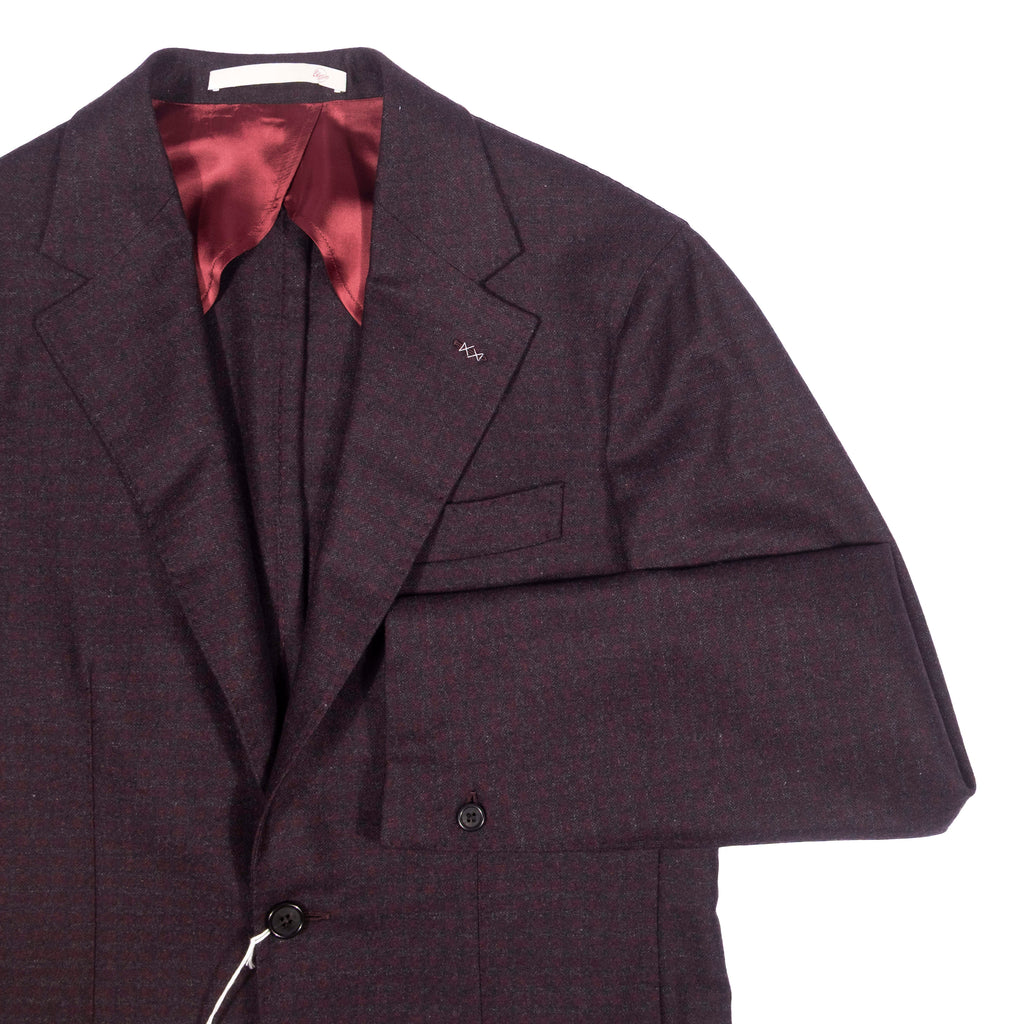 Neapolitan Hand Tailored Brown and Burgundy Check Drapers Flannel Sport Coat Sz 48