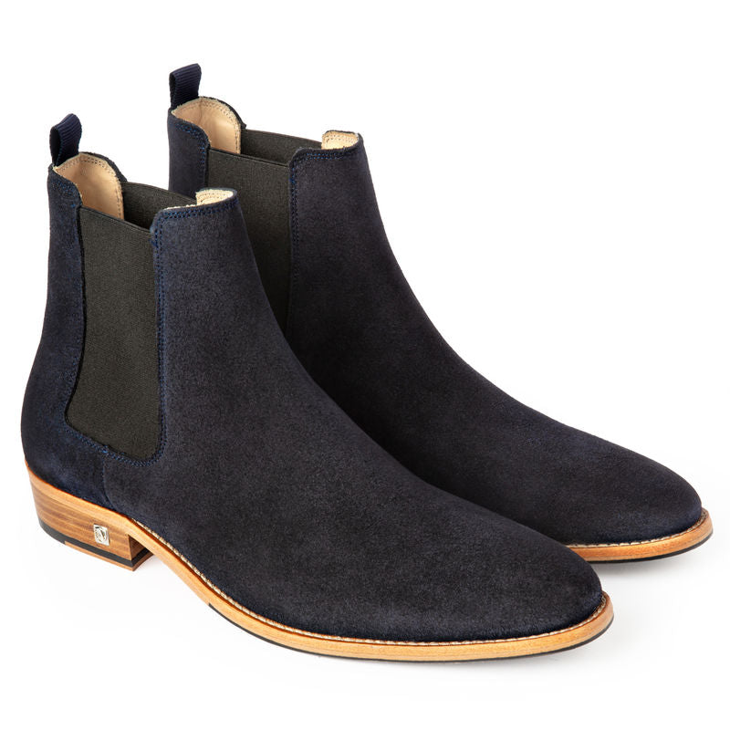 Navy Suede Chelsea Boots