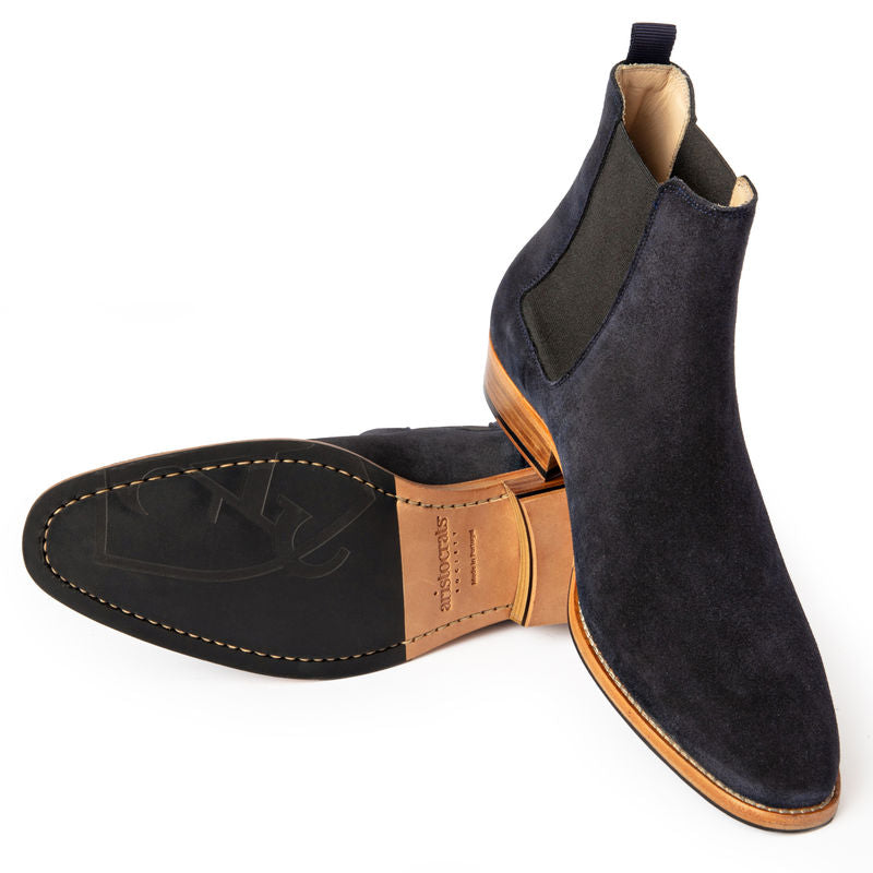 Navy Suede Chelsea Boots