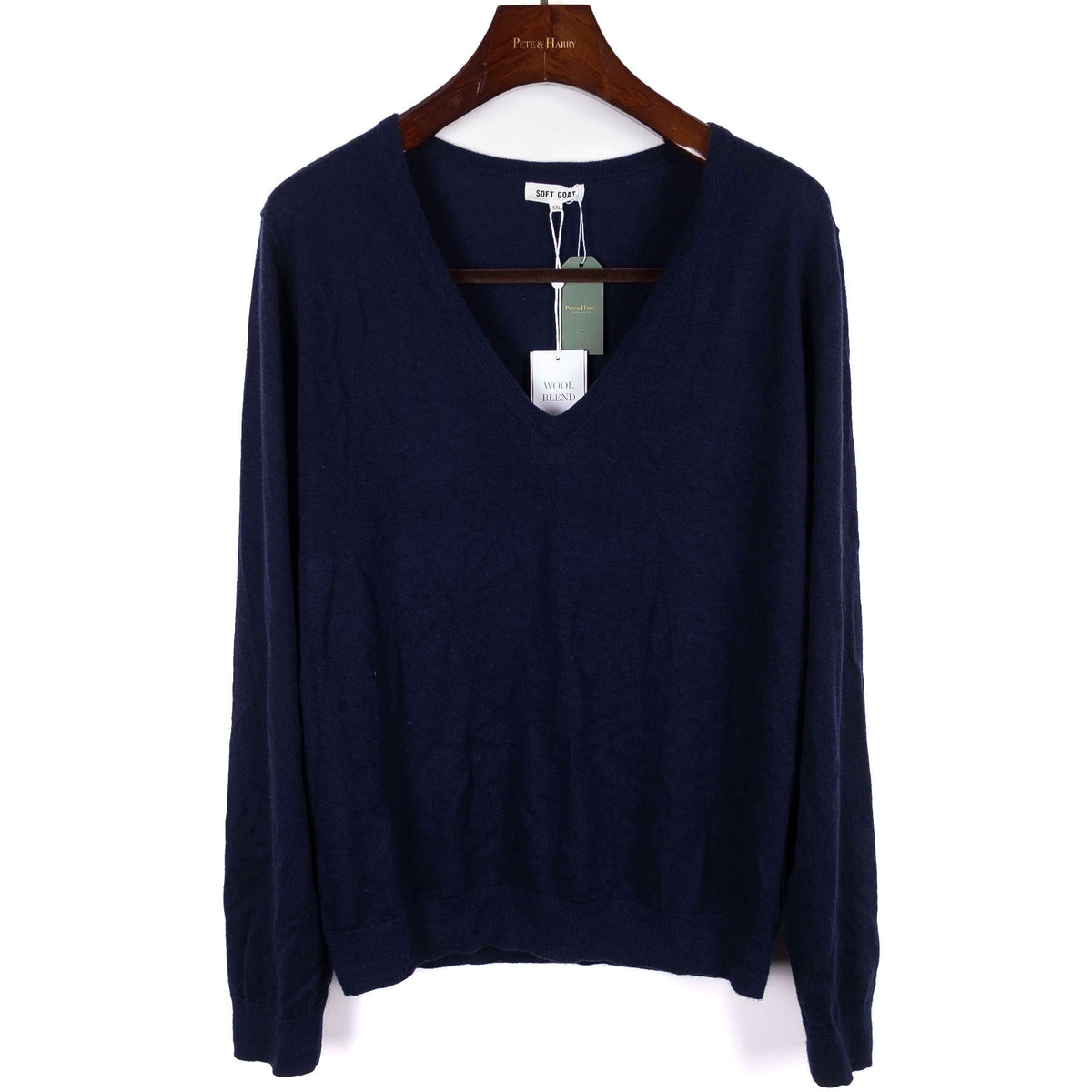 Soft Goat Navy Wool/Cashmere V-Neck