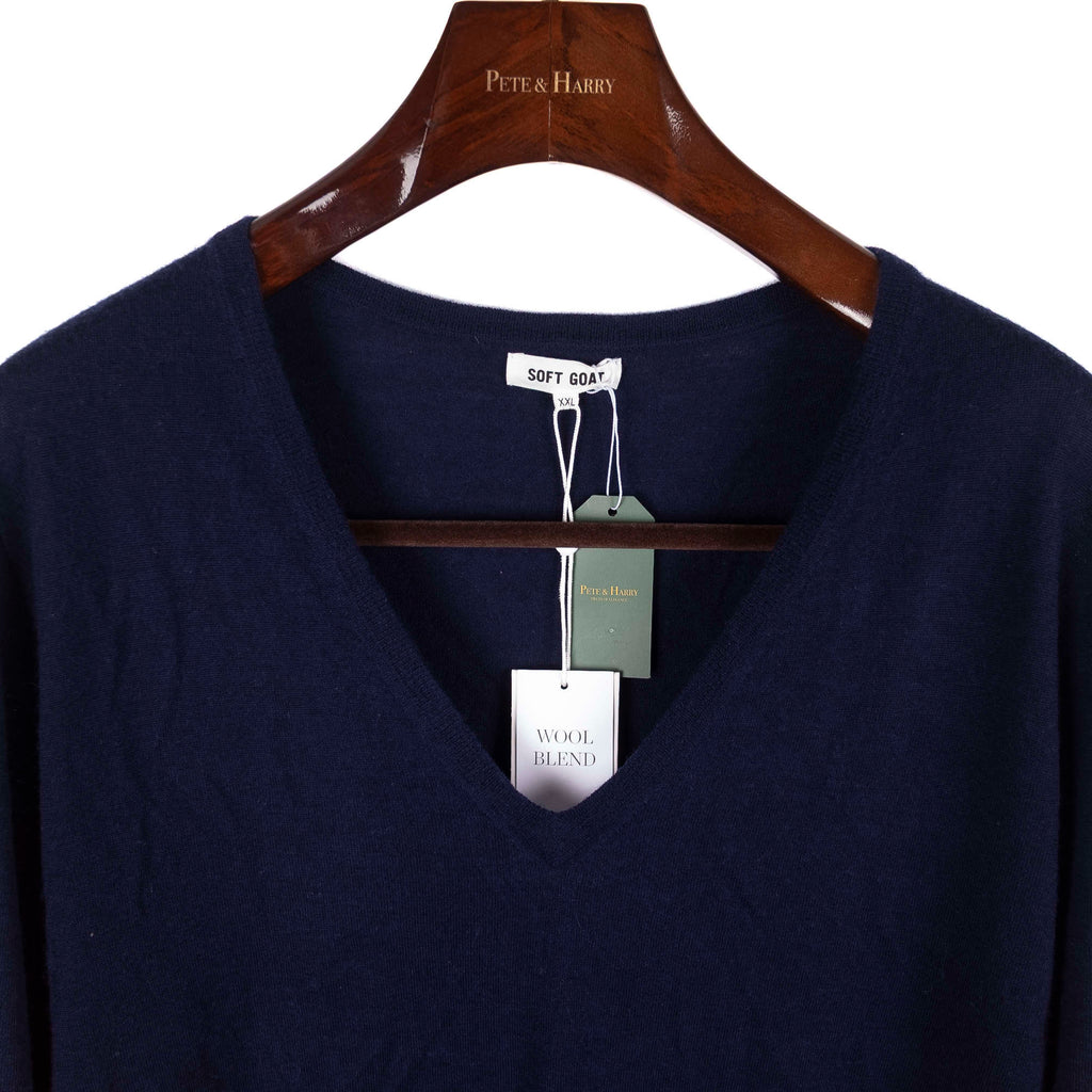 Soft Goat Navy Wool/Cashmere V-Neck