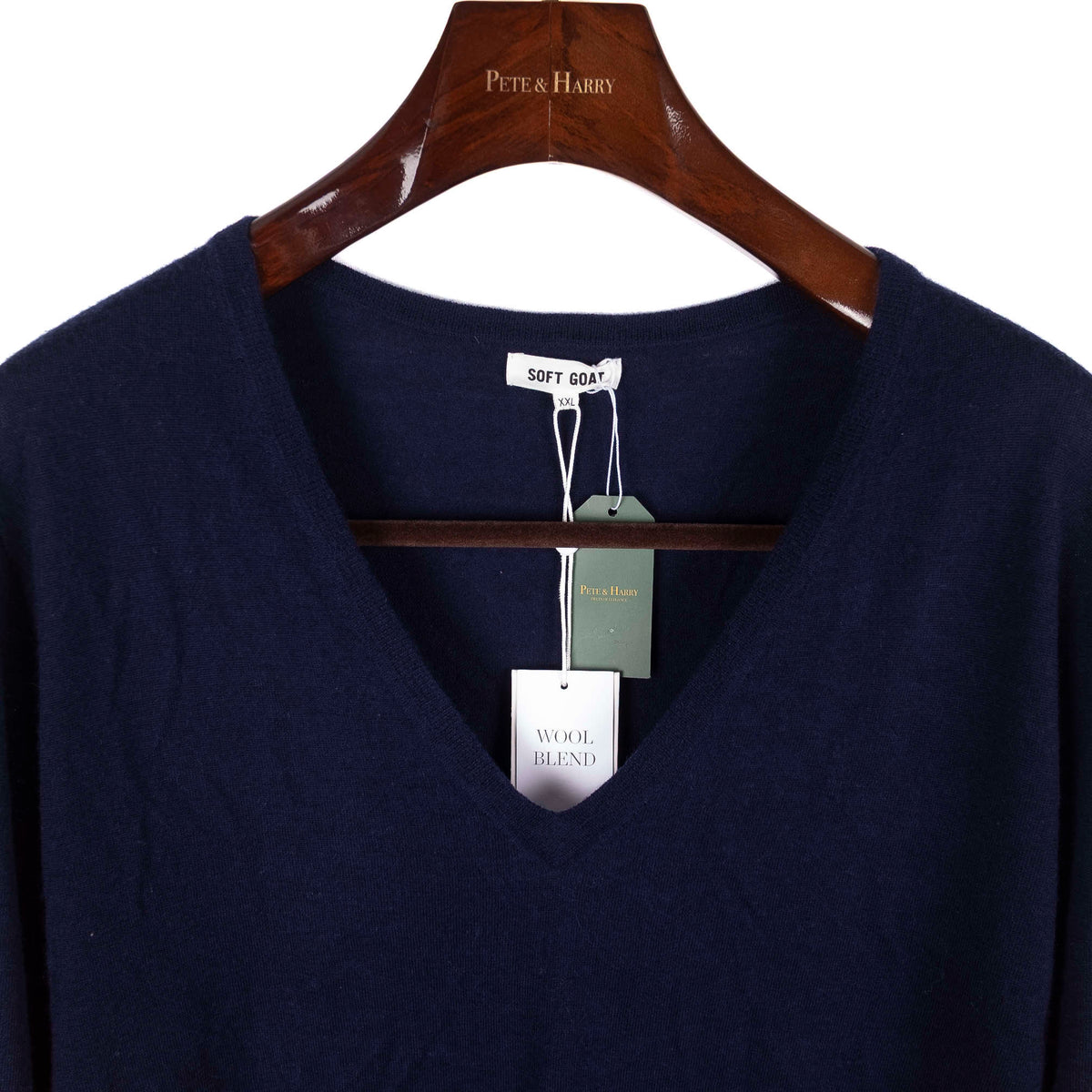 Soft Goat Navy Wool/Cashmere V-Neck