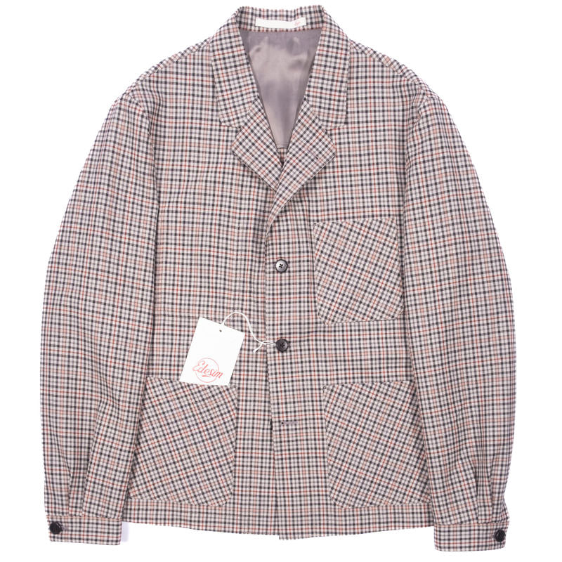 Neapolitan Tailored Red, White and Black Checked Checks Holland & Sherry Wool Utility Jacket