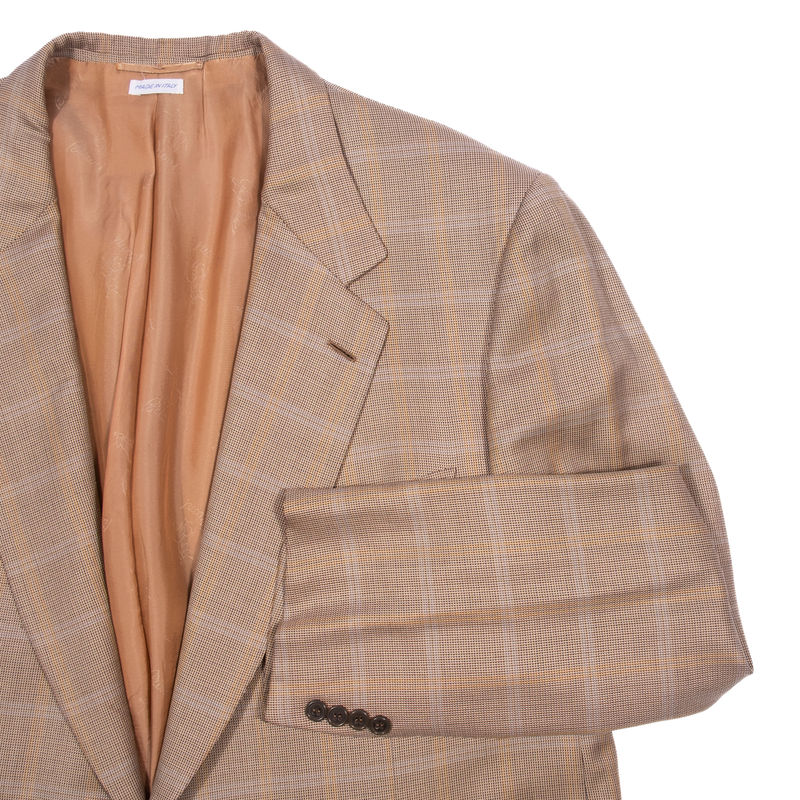 Brioni Beige Check Silk/Wool Sport Coat