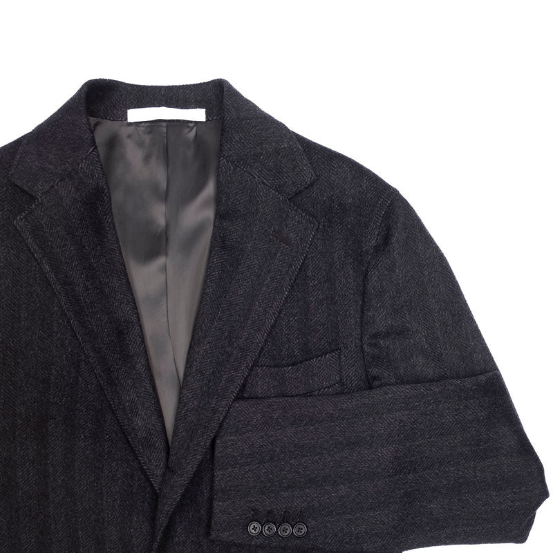 Neapolitan Hand Tailored Grey Herringbone Coat Sz 48