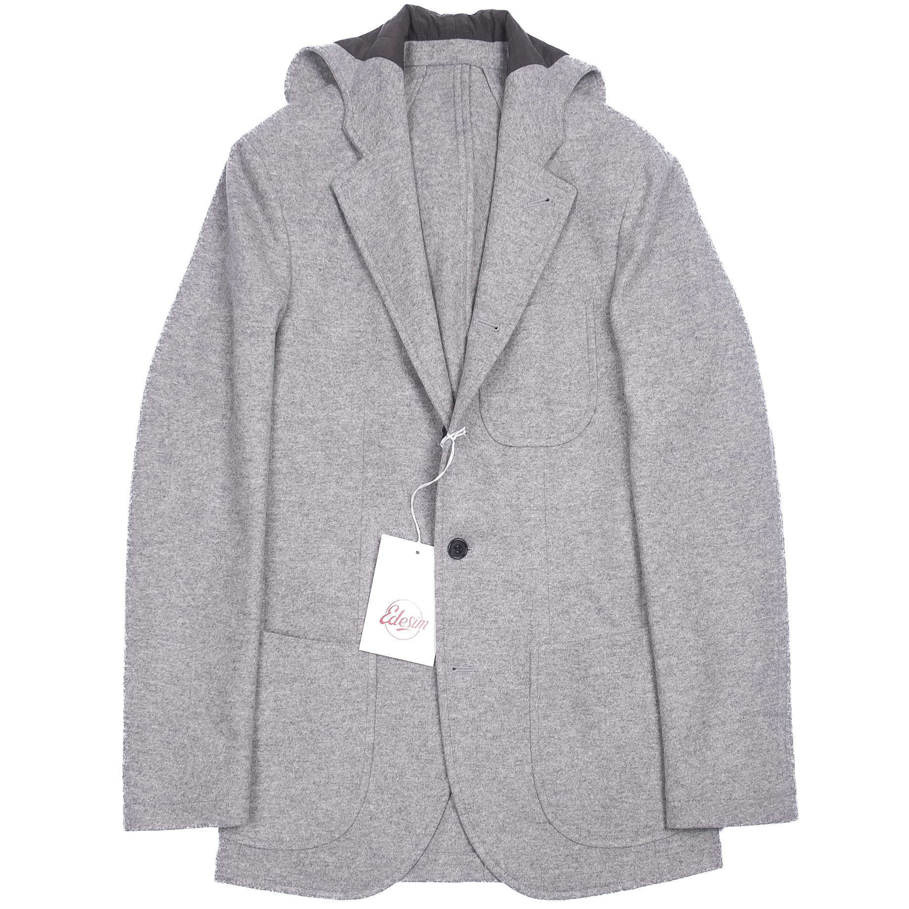 Neapolitan Hand Tailored Grey Hooded Jacket Sz 46
