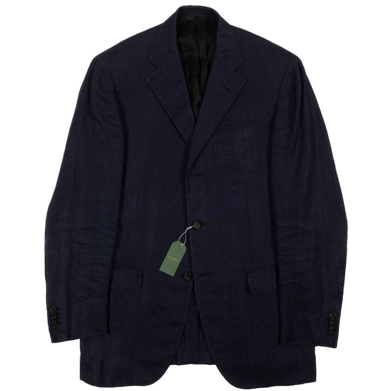 Caruso Navy Linen Sport Coat