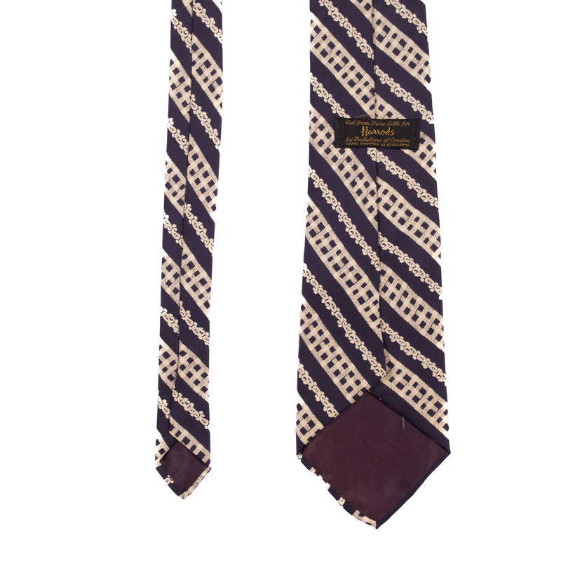 Harrods x Michelsons of Londo Blue Hand Printed Tie