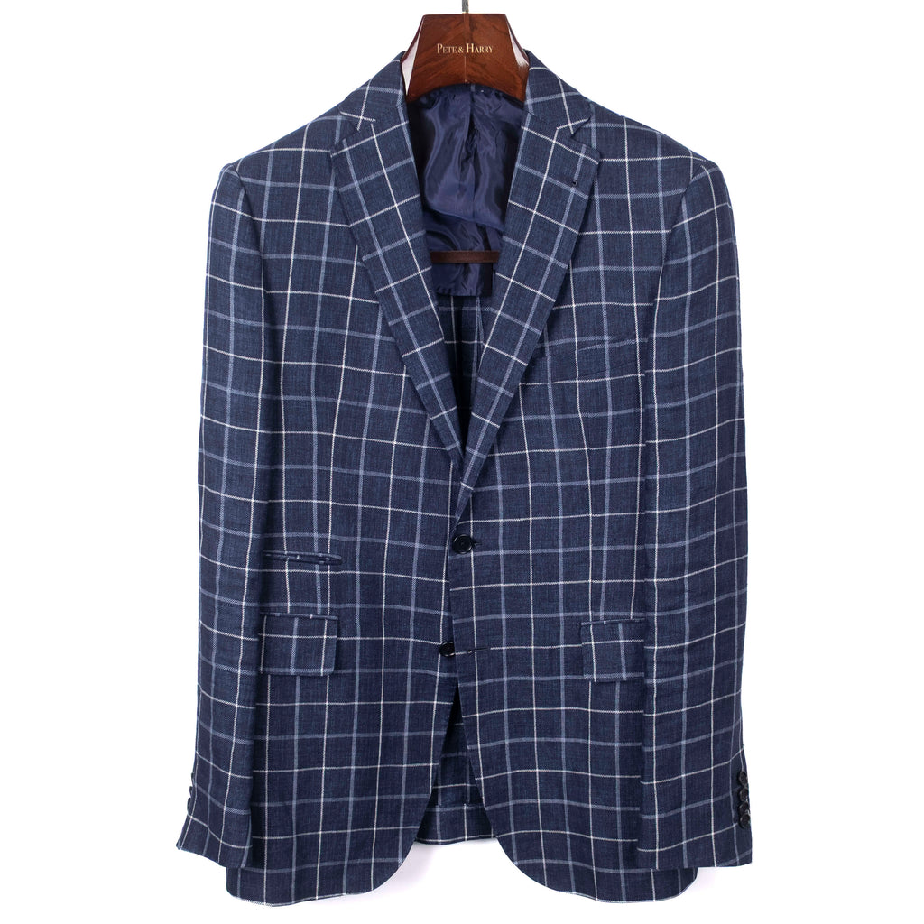 Blue Checked Linen Sport Coat