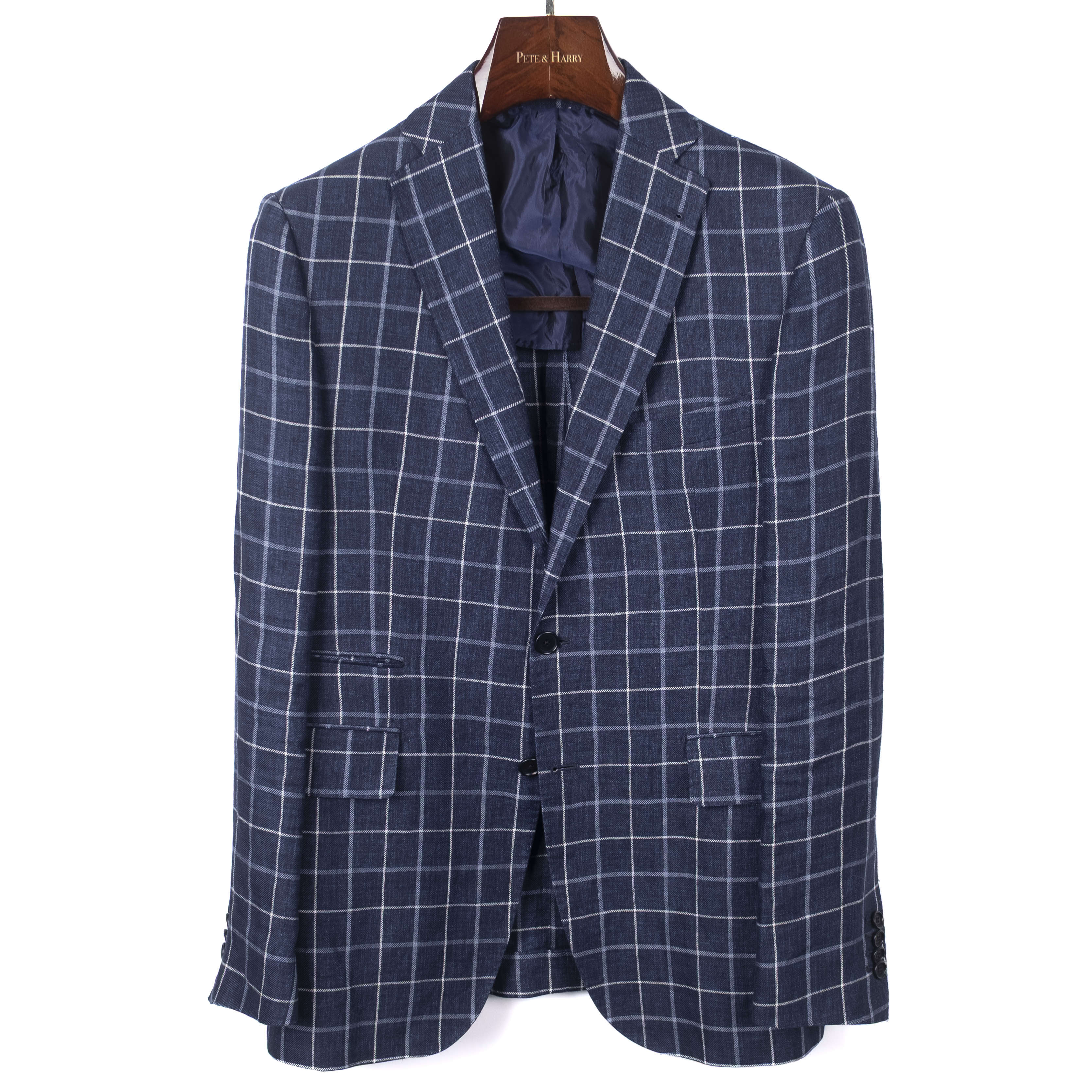 Blue Checked Linen Sport Coat