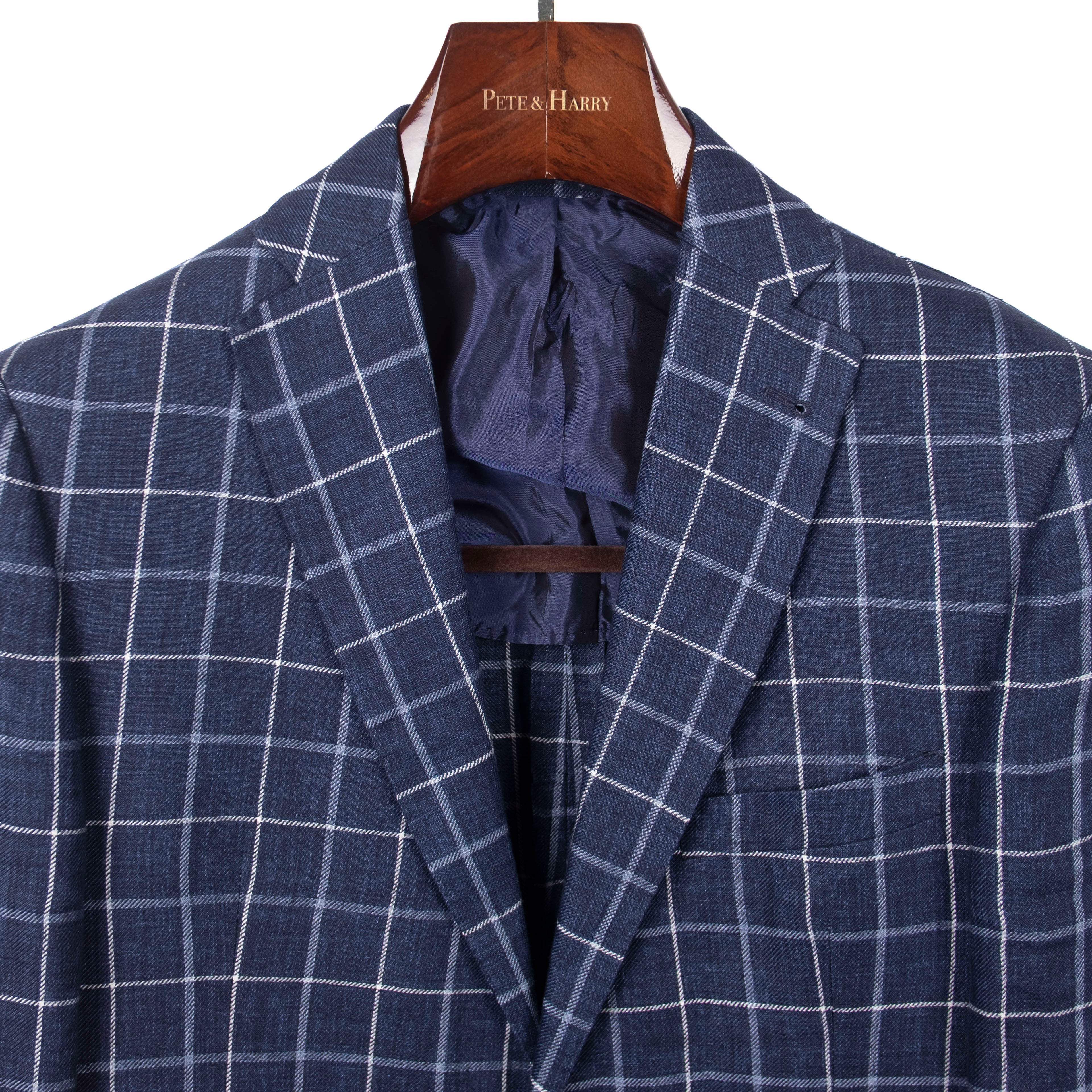 Blue Checked Linen Sport Coat