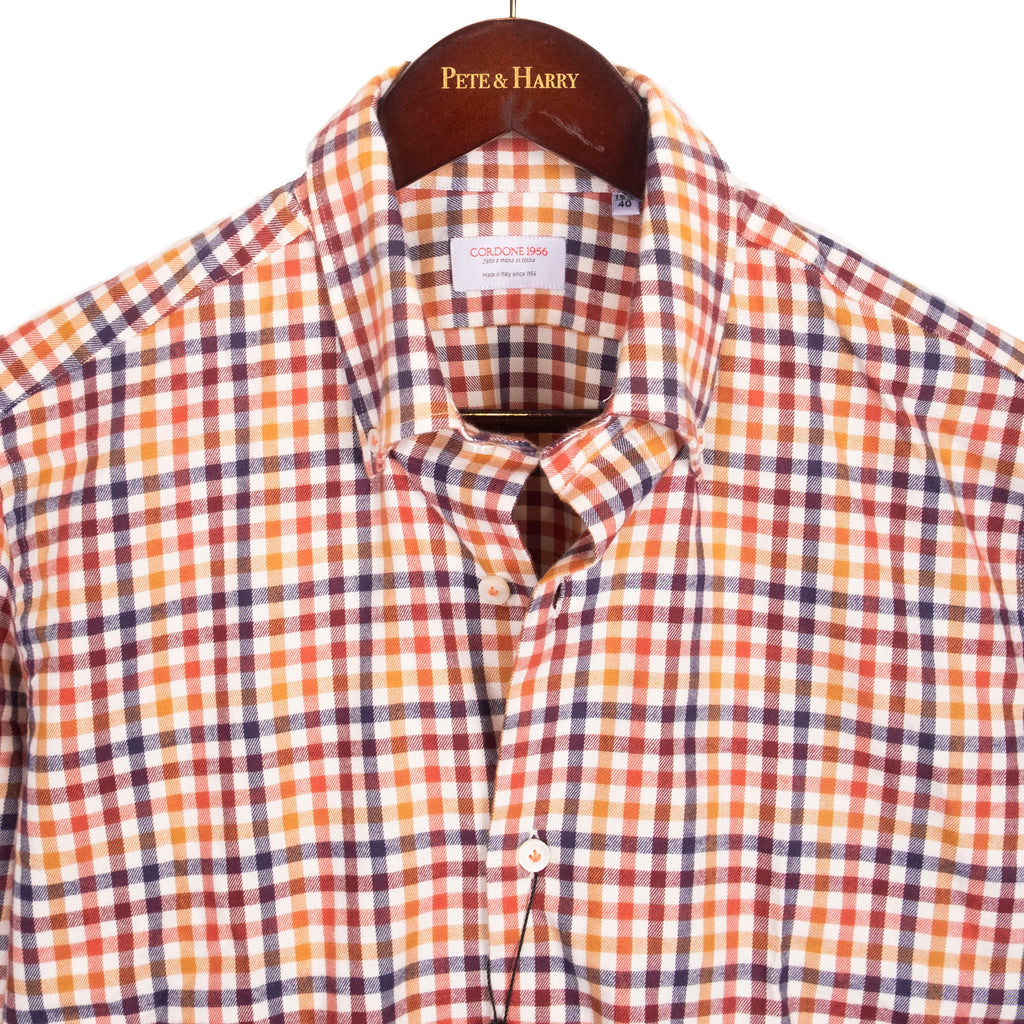 Red, Blue and Orange Gingham Buttondown Shirt