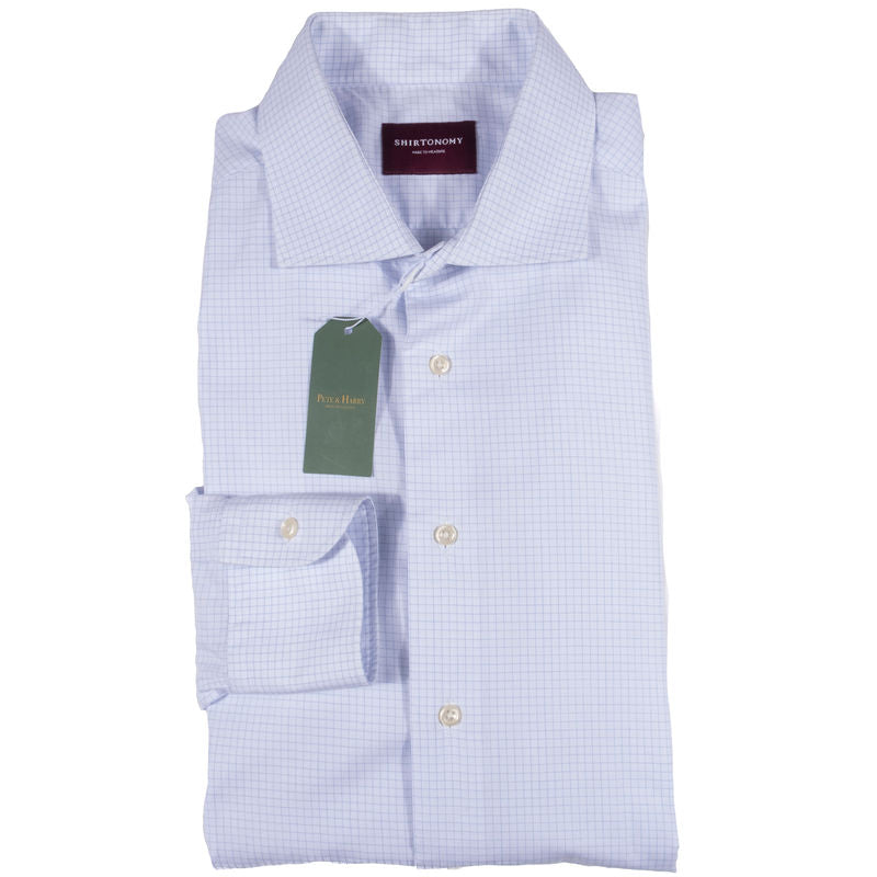 Shirtonomy White with Blue Checks Sz 40.5