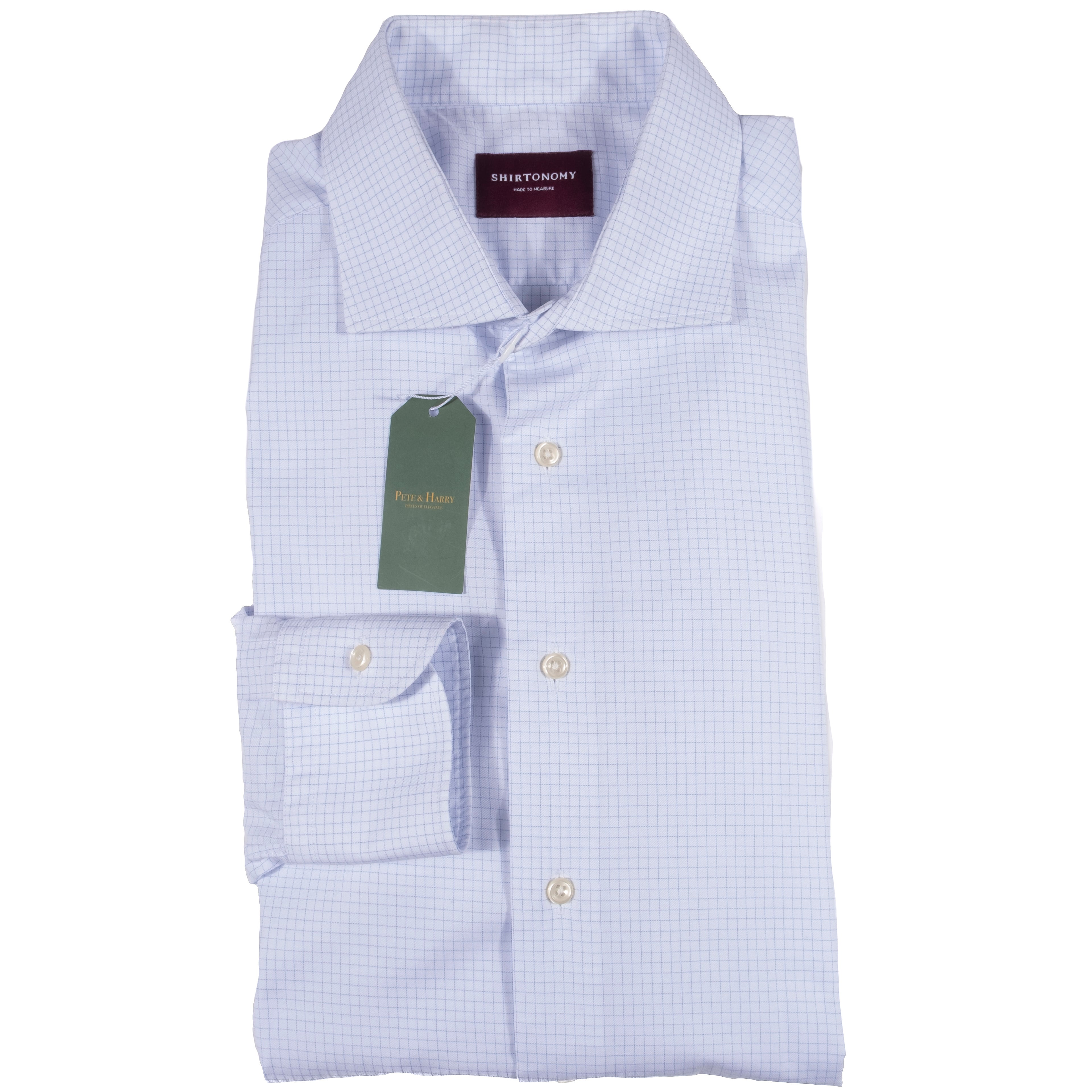 Shirtonomy White with Blue Checks Sz 40.5