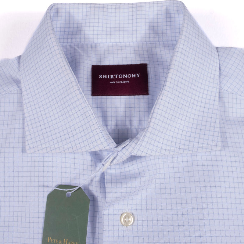 Shirtonomy White with Blue Checks Sz 40.5