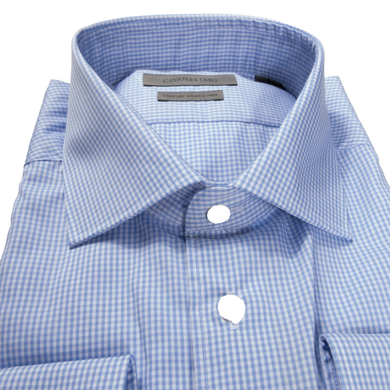 Light Blue Gingham Business Shirt 43