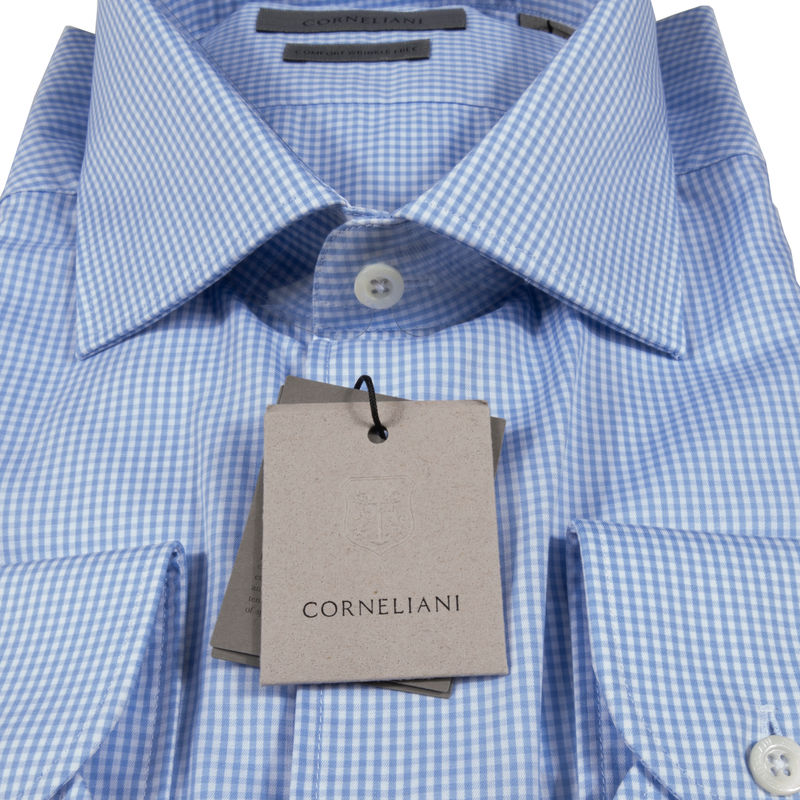 Light Blue Gingham Business Shirt 43