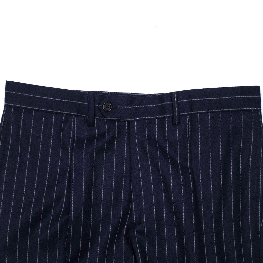 Neapolitan Hand Tailored Double Breasted Navy Chalk Striped Flannel Suit Sz 54