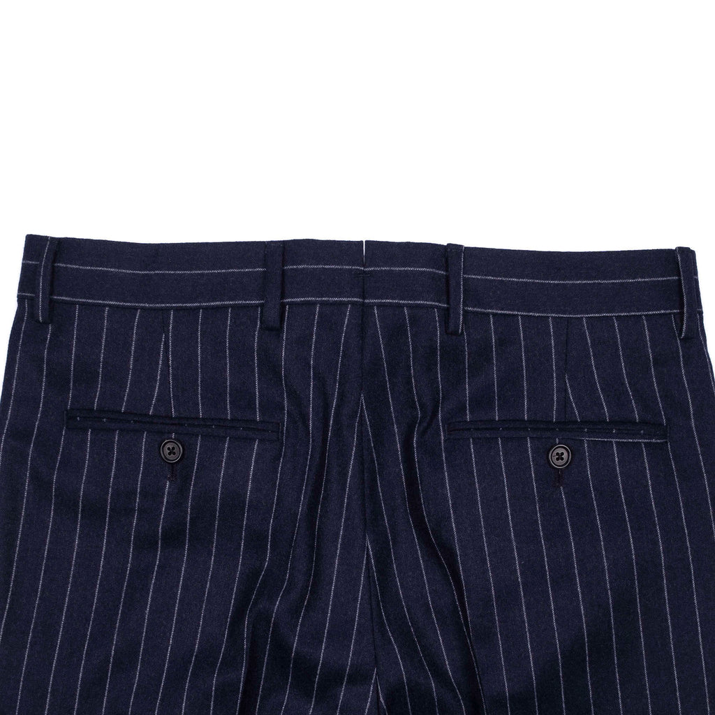 Neapolitan Hand Tailored Double Breasted Navy Chalk Striped Flannel Suit Sz 54