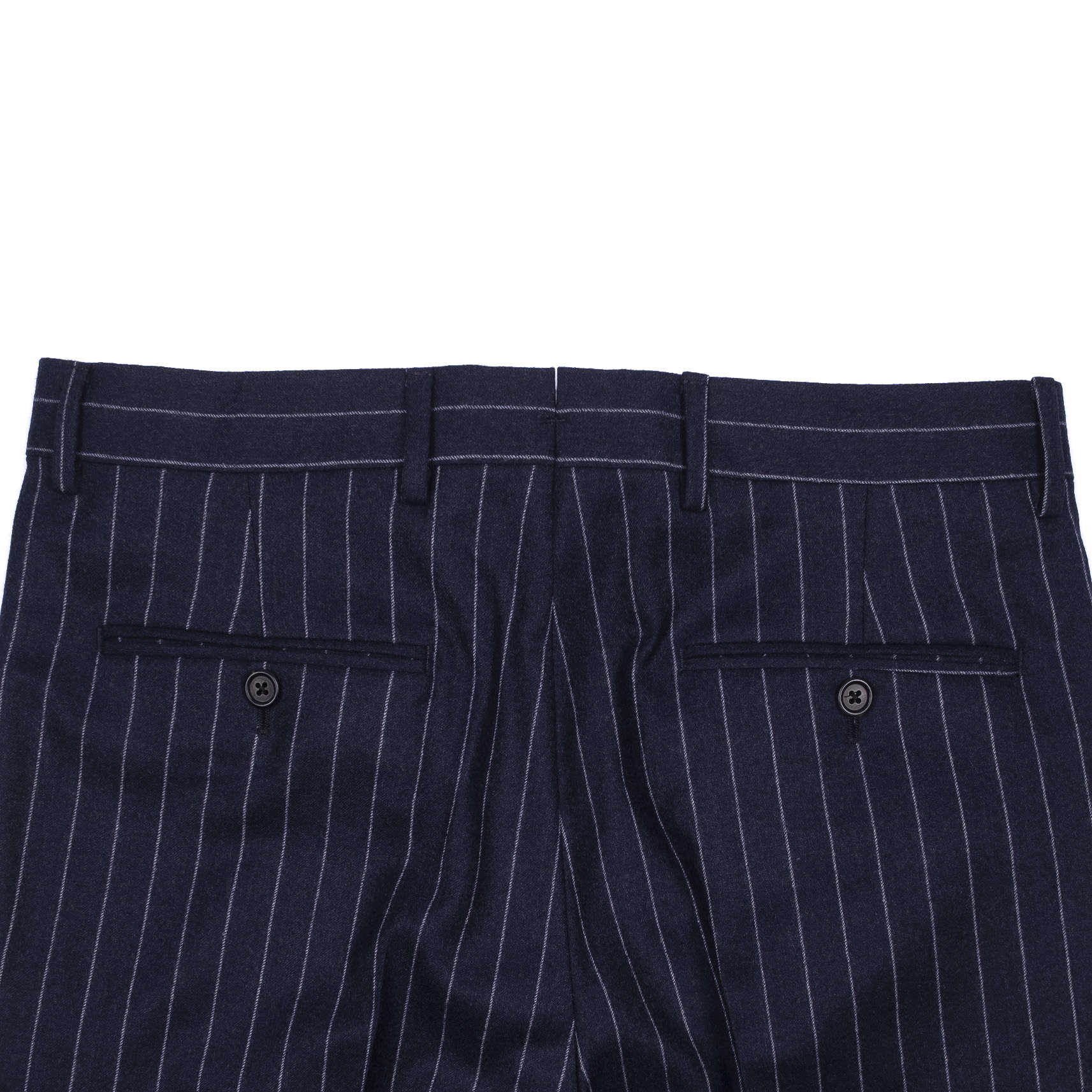 Neapolitan Hand Tailored Double Breasted Navy Chalk Striped Flannel Suit Sz 54