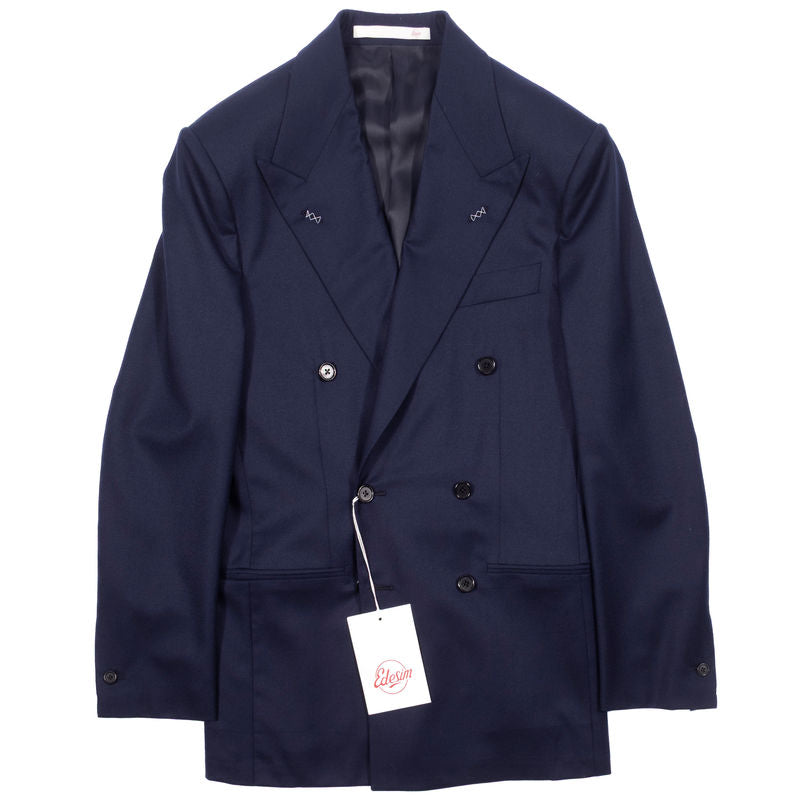 Neapolitan Hand Tailored Navy Double Breasted Drapers Wool Sport Coat Sz 52