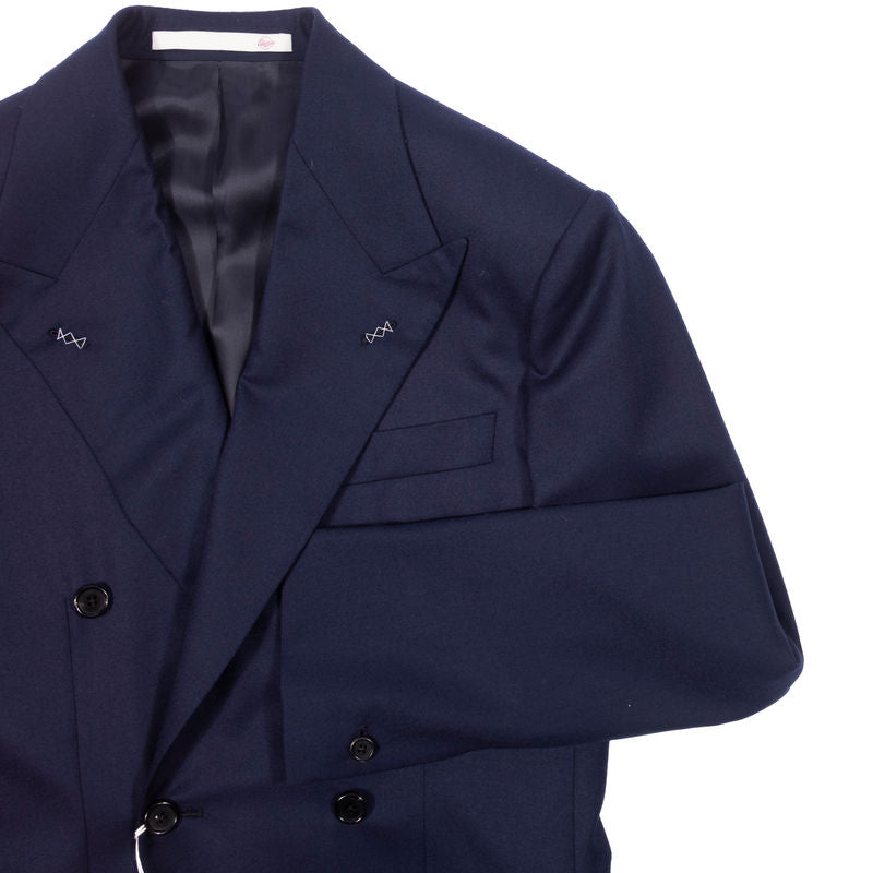 Neapolitan Hand Tailored Navy Double Breasted Drapers Wool Sport Coat Sz 50