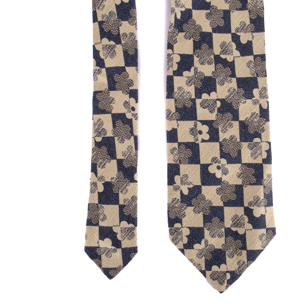 Navy and White Checkered Tie