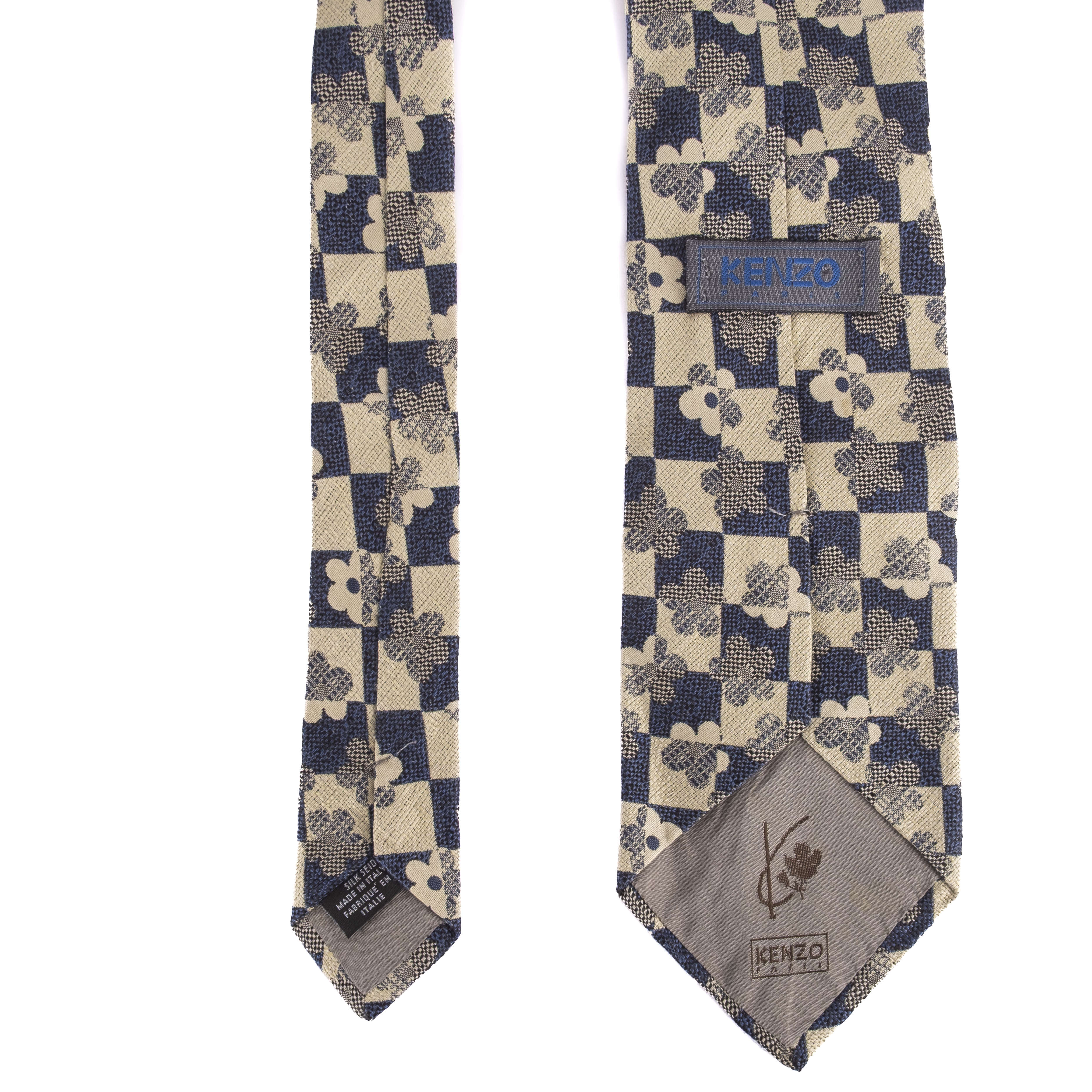 Navy and White Checkered Tie