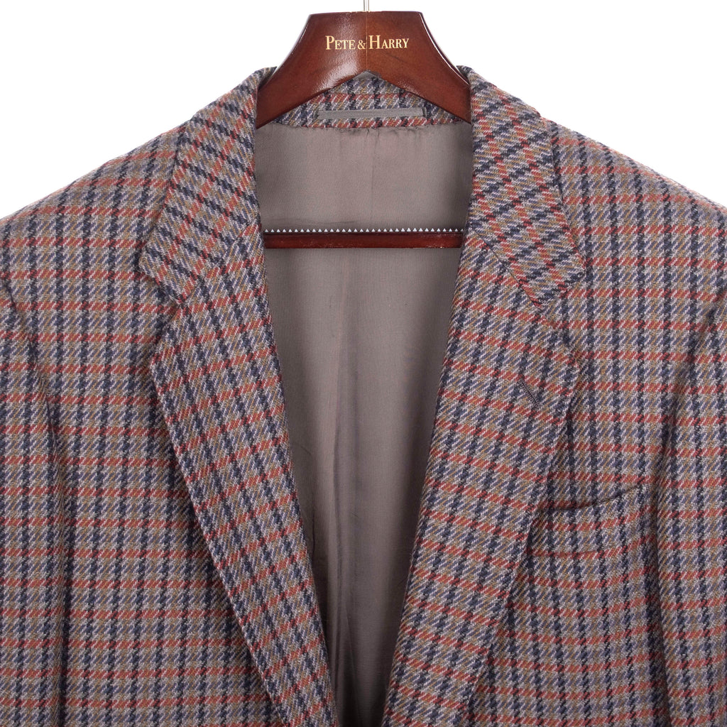 Navy and Red Patterned Cashmere Sport Coat