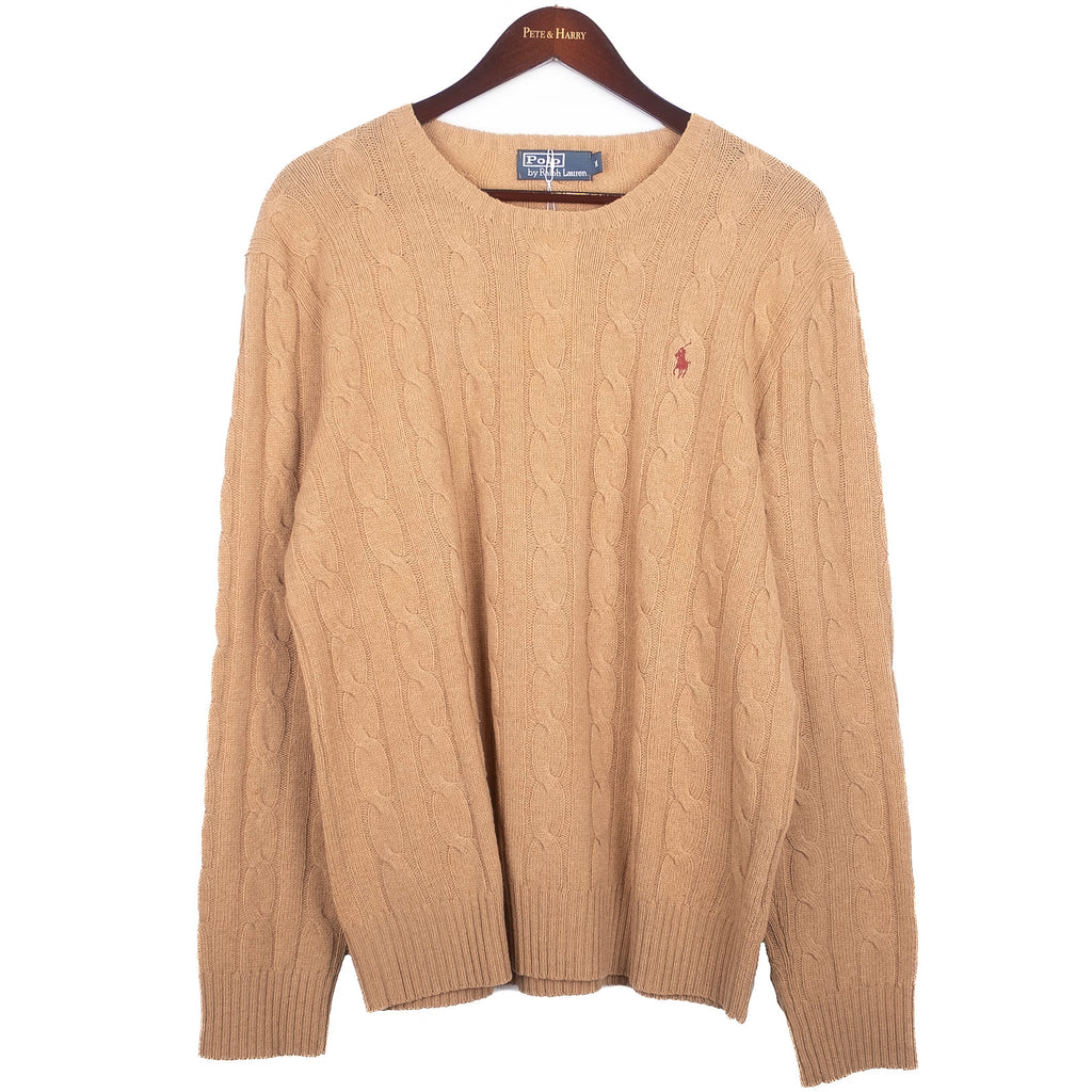 Light Brown Cableknit Crewneck