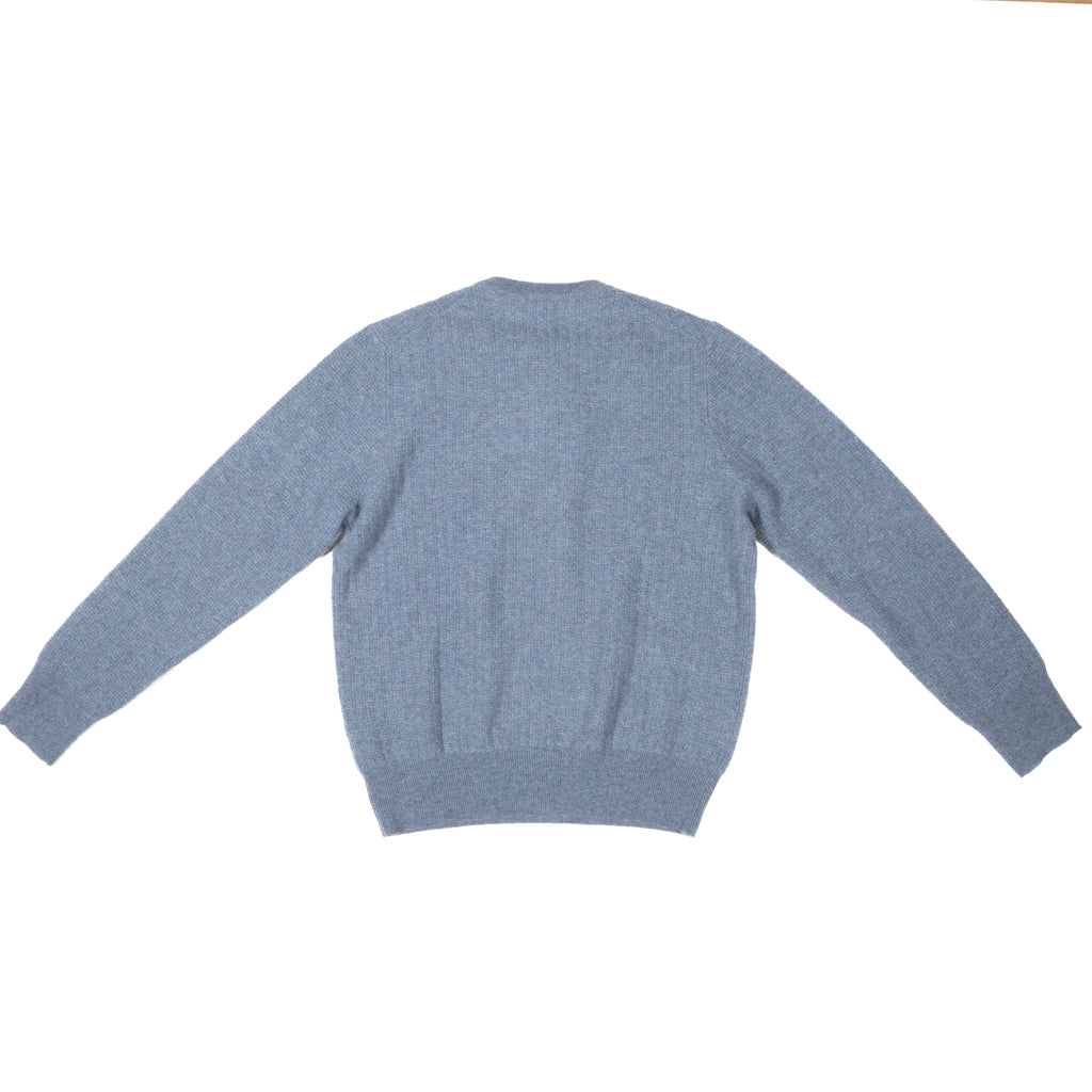 Soft Goat Cashmere Stone Blue Pattern O-neck Sz XXL (EU)