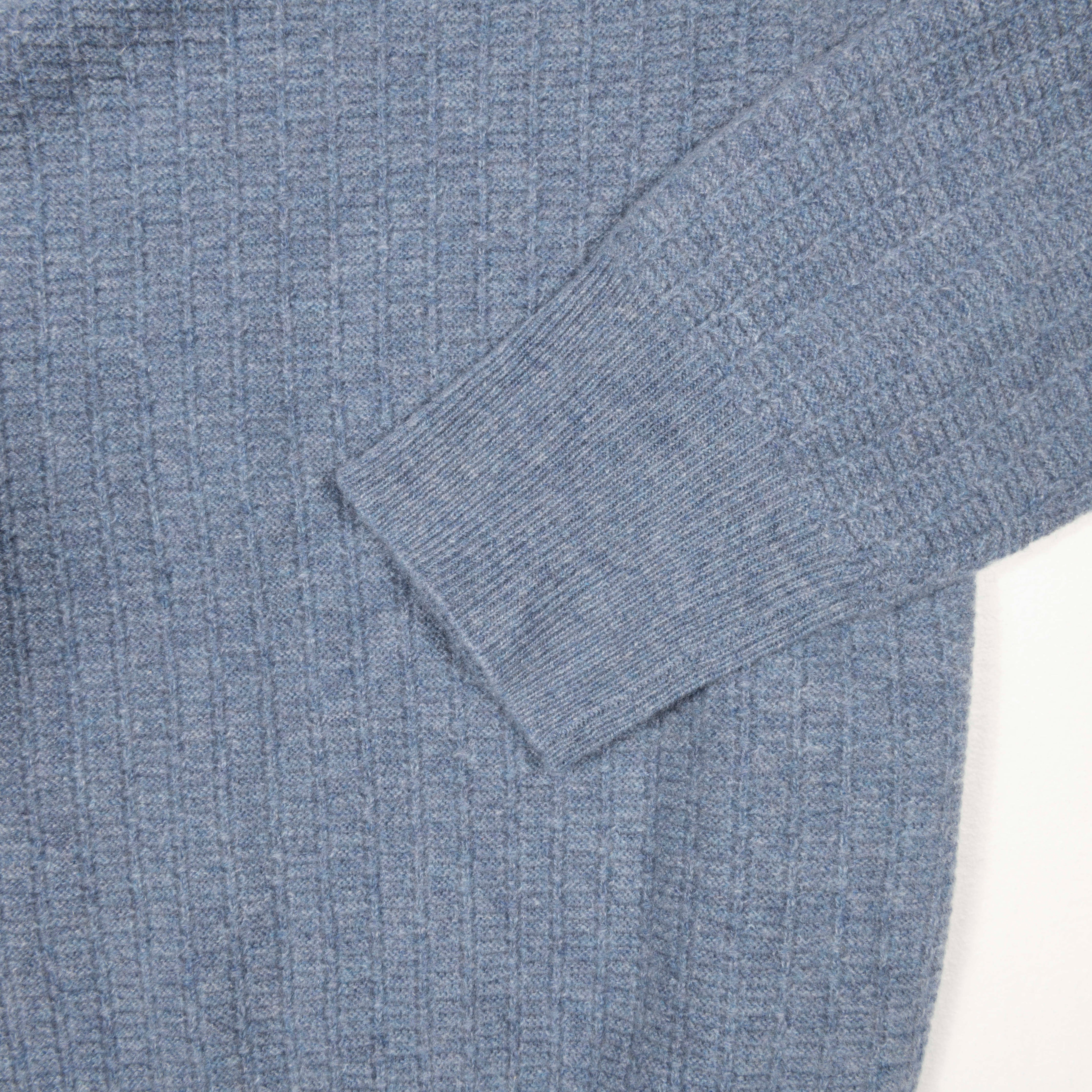 Soft Goat Cashmere Stone Blue Pattern O-neck Sz XXL (EU)