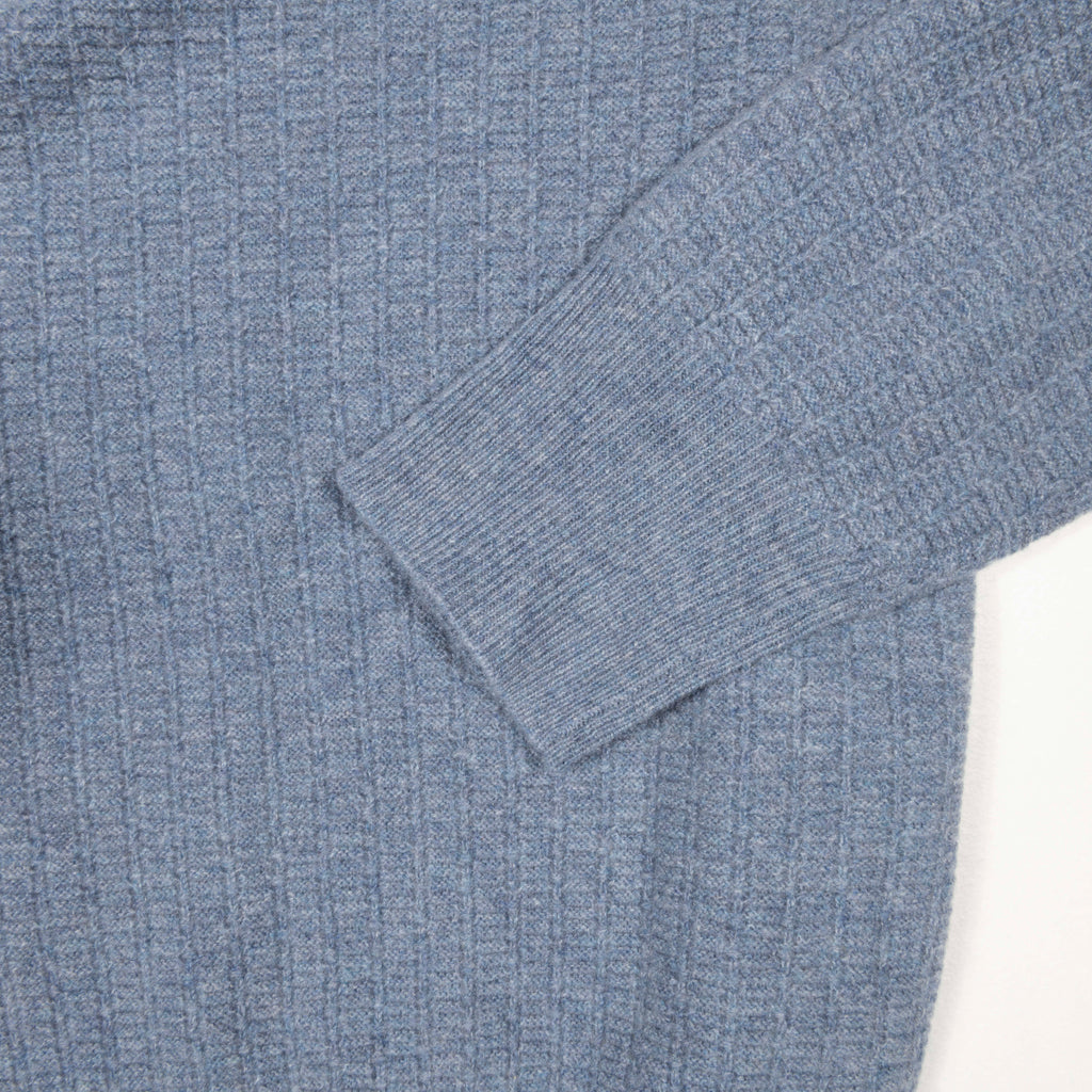 Soft Goat Cashmere Stone Blue Pattern O-neck Sz XXL (EU)