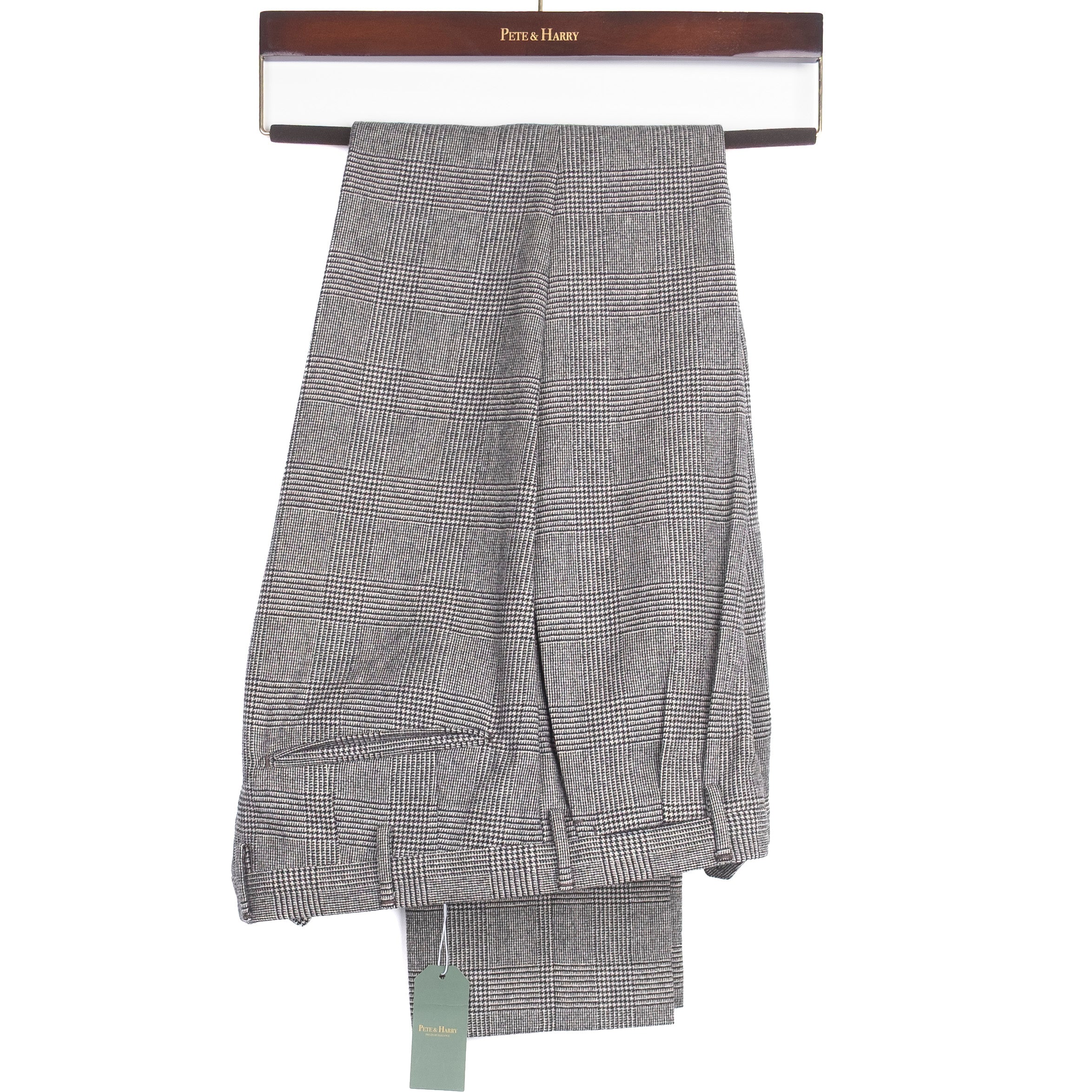 Grey Checked Wool Dress Trousers