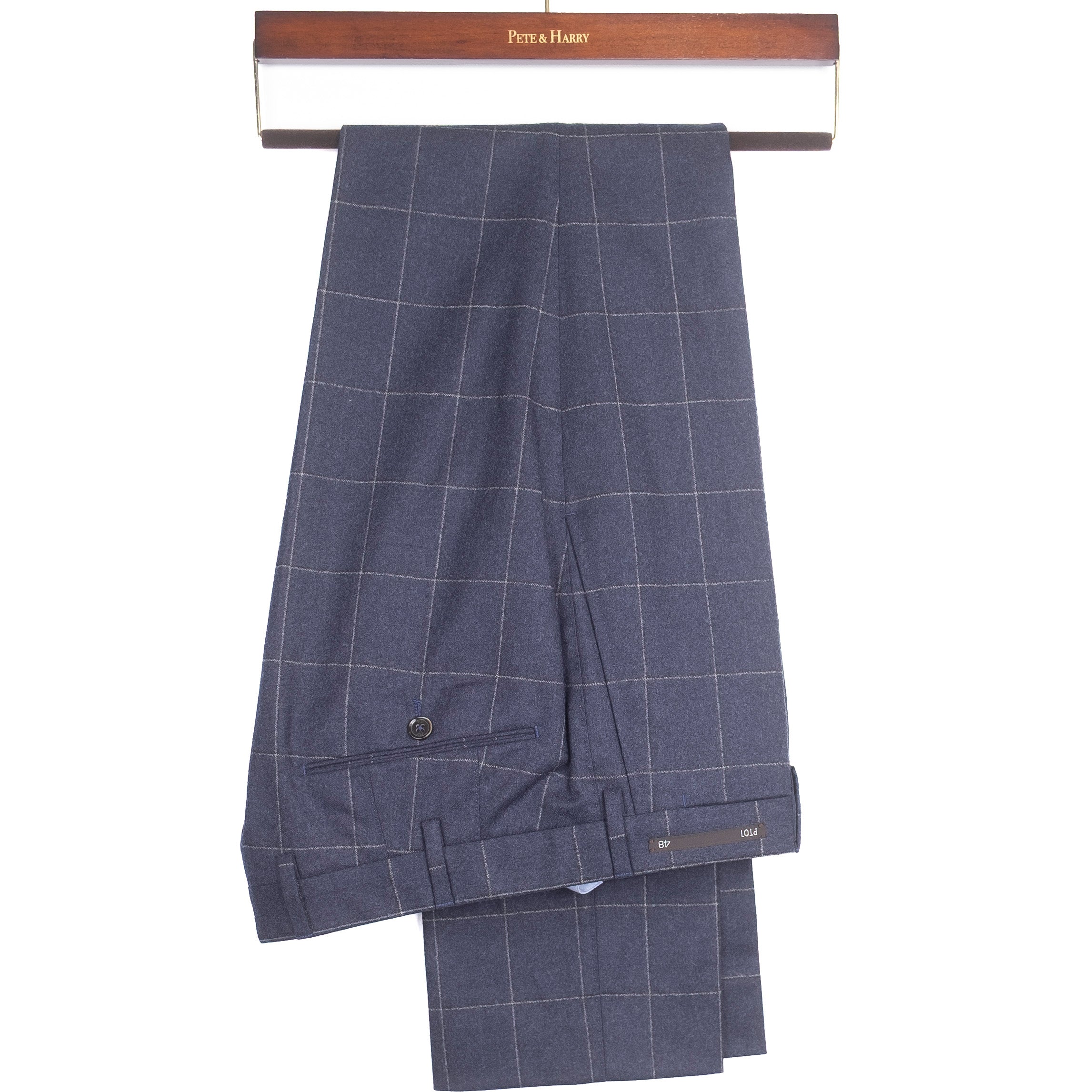 Navy Windowpane Trousers